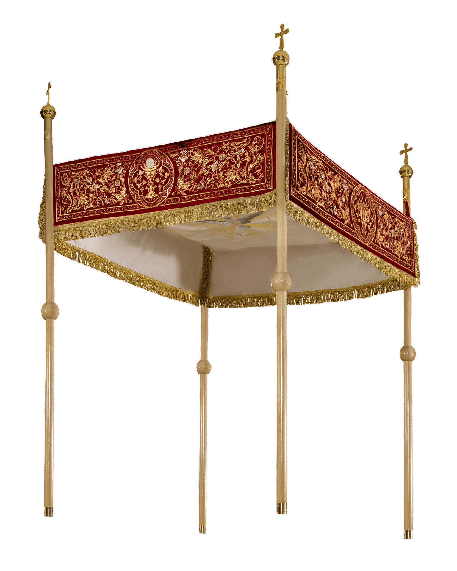 Baldachim Eucharystyczny Haftowany Aksamit Bordo - Procesja Boże Ciało - SZATYLITURGICZNE.PL