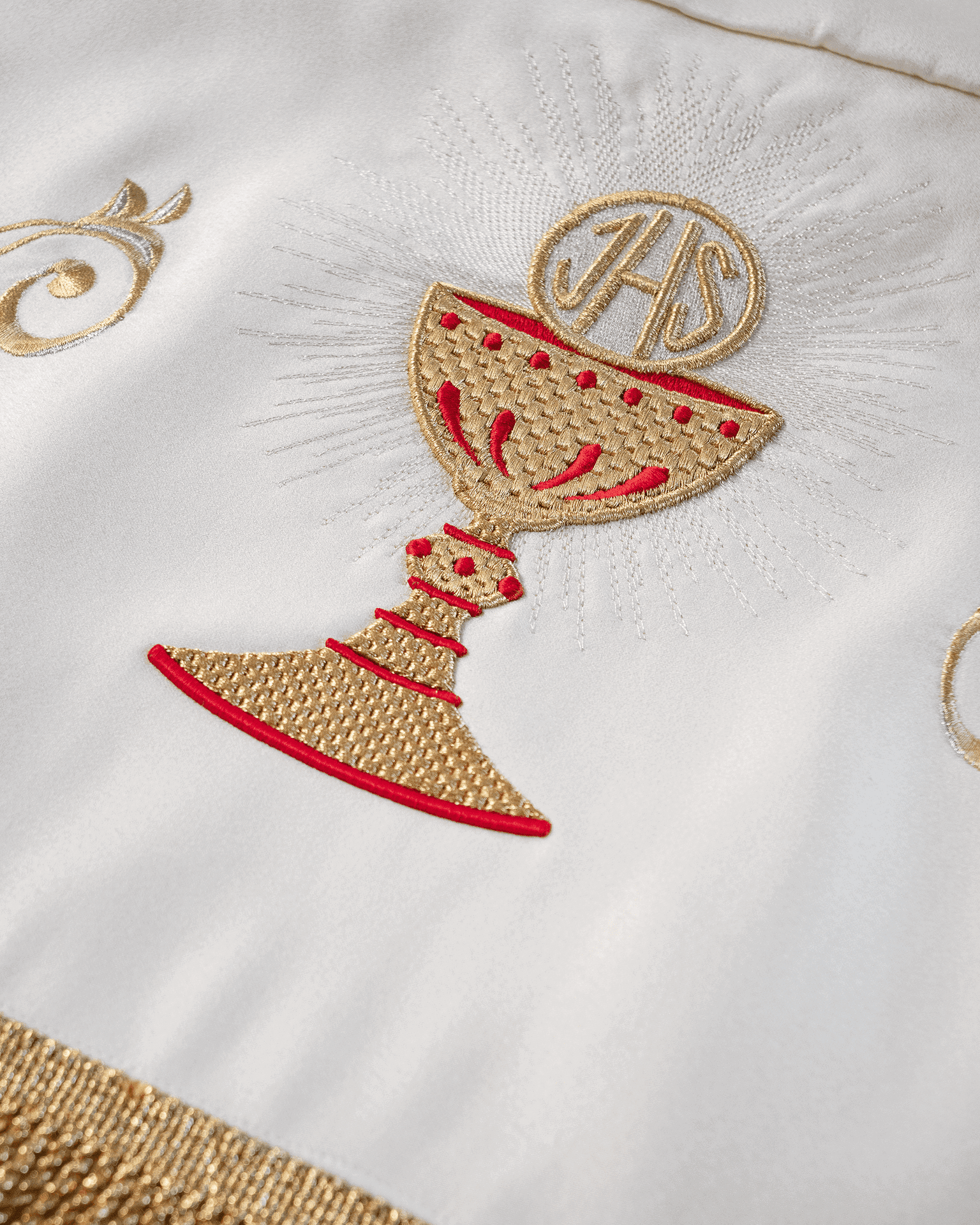 Baldachim Kościelny Haftowany Ecru - Symbolika Eucharystyczna - SZATYLITURGICZNE.PL