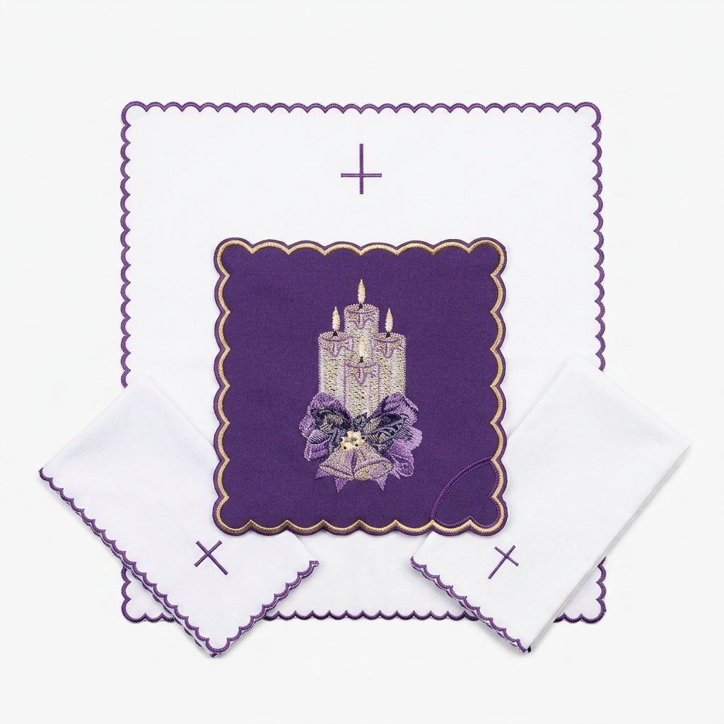 Bielizna Kielichowa Haftowana Adwent - Komplet Liturgiczny - SZATYLITURGICZNE.PL