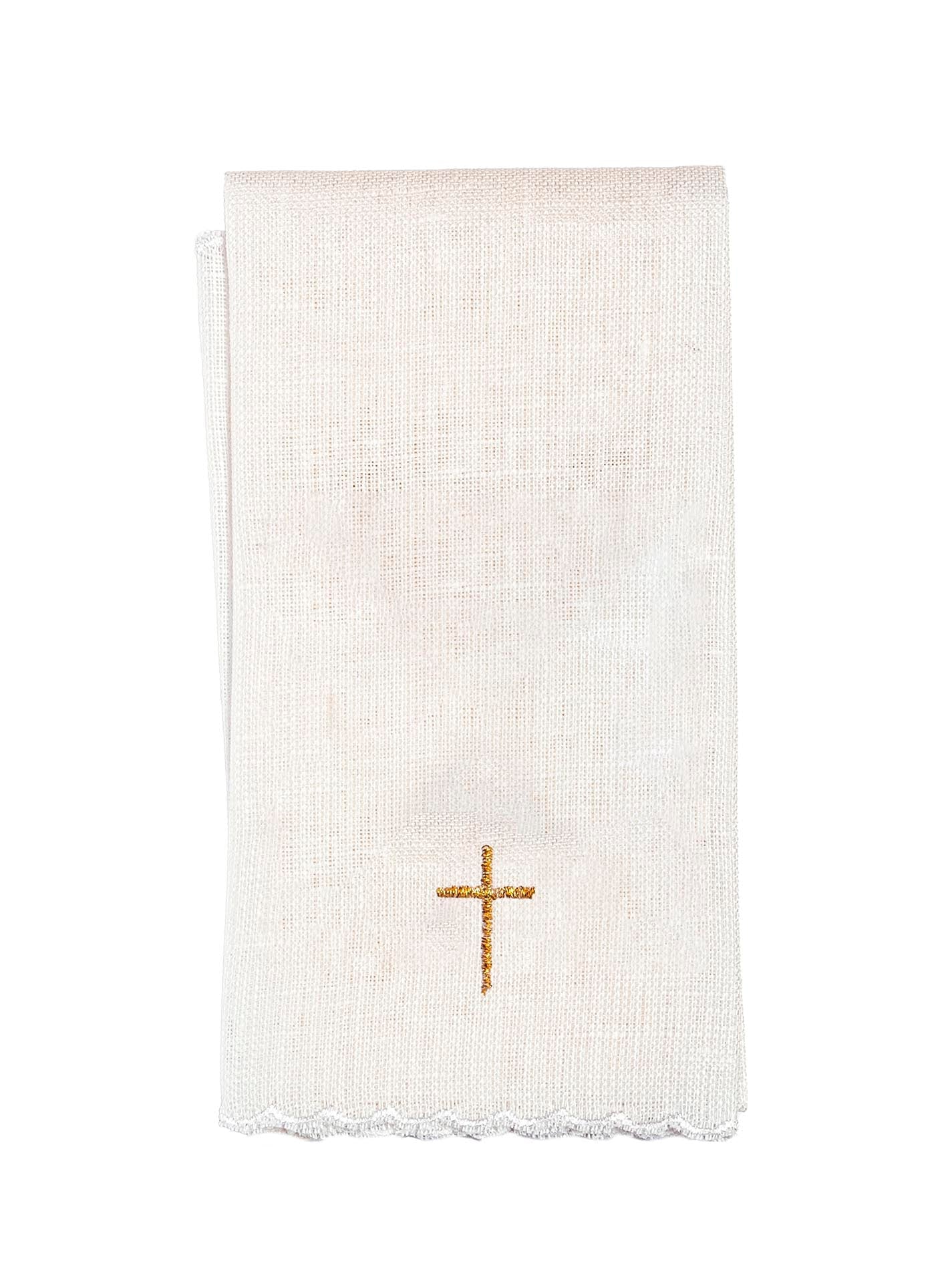 Komplet kielichowy lniany haftowany Winogrono IHS z motywem eucharystycznym