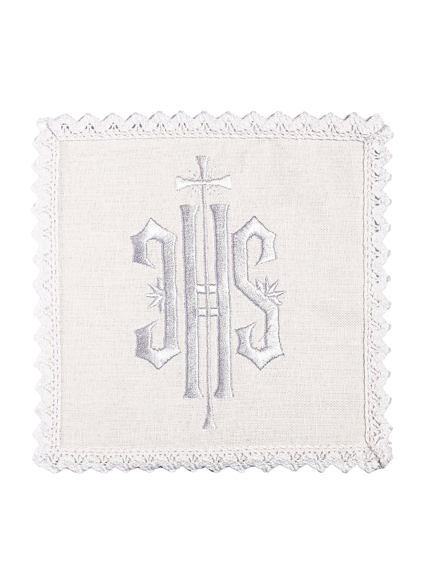 Bielizna Kielichowa Lniana IHS - Biały Haft Eucharystyczny - SZATYLITURGICZNE.PL