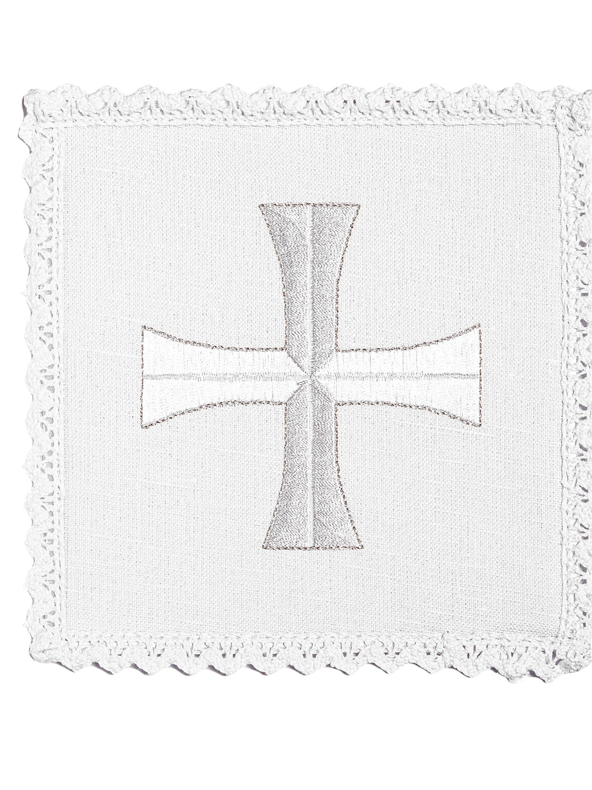 Bielizna Kielichowa Lniana z Haftem Krzyża - Komplet 4 - częściowy - SZATYLITURGICZNE.PL