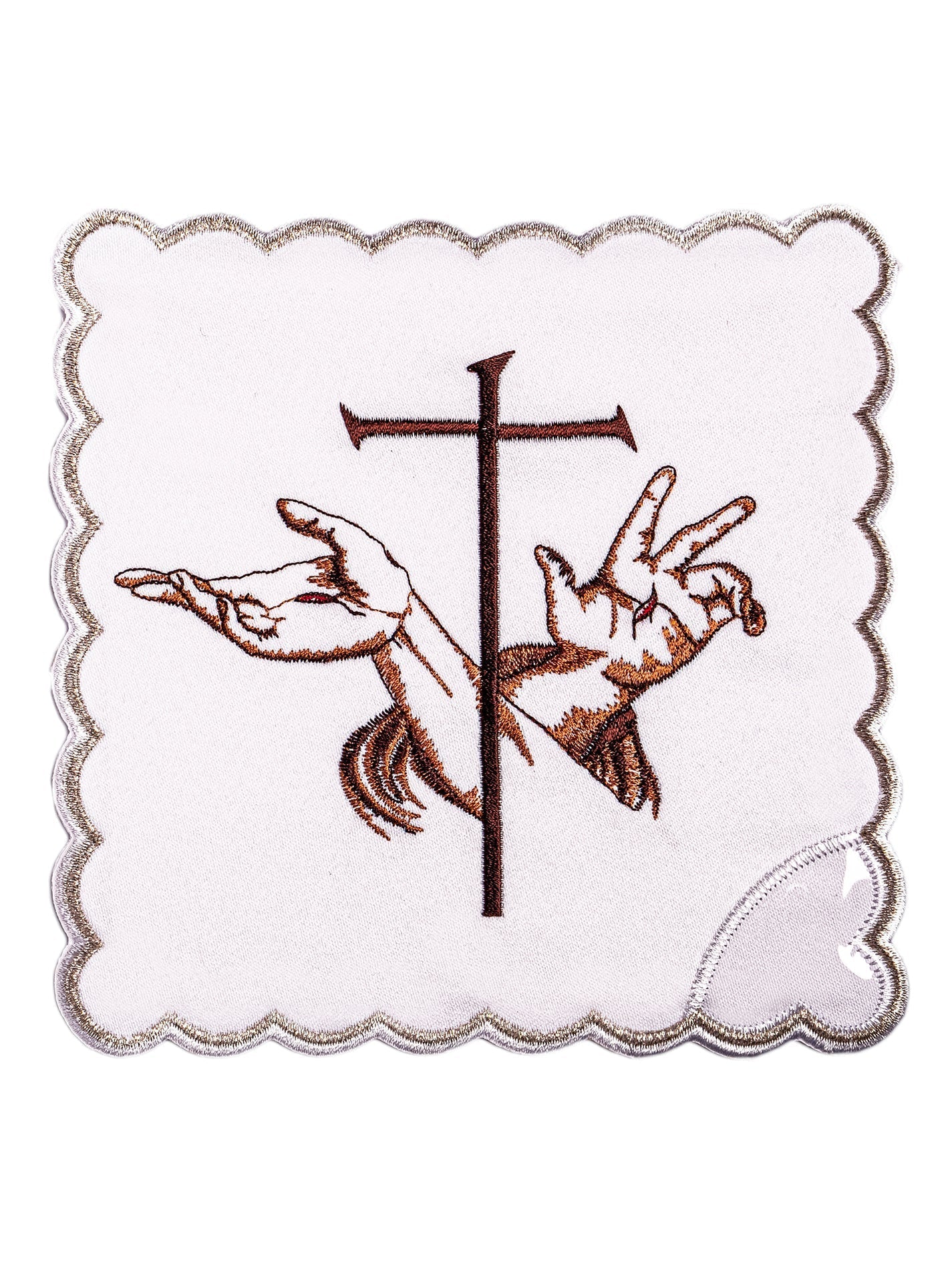 Bielizna Kielichowa z Haftem Krzyża i Dłoni Jezusa - Komplet 4 - częściowy - SZATYLITURGICZNE.PL