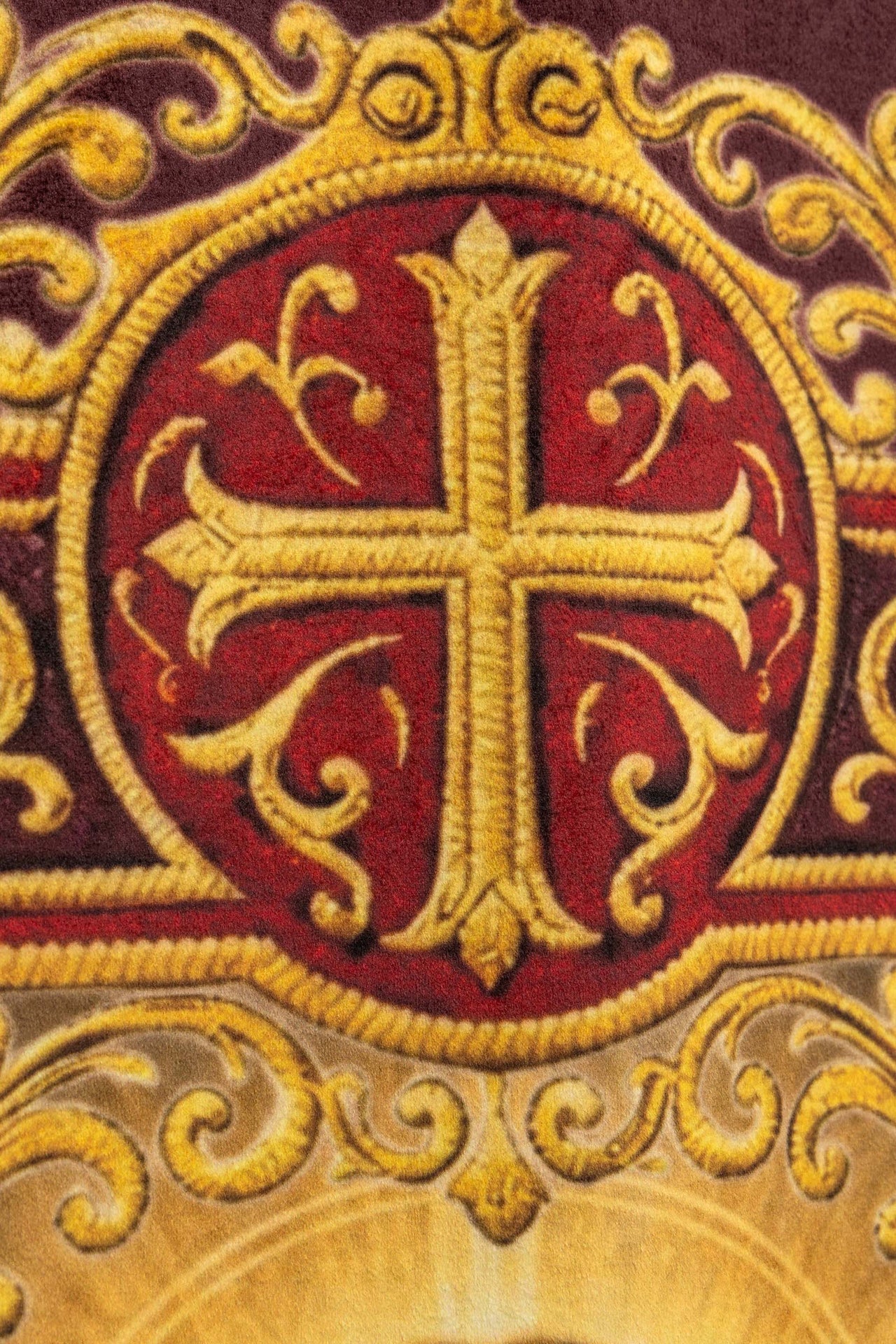 Chorągiew drukowana dwustronna z symbolem Najświętszego Serca Pana Jezusa i kielichem IHS - SZATYLITURGICZNE.PL