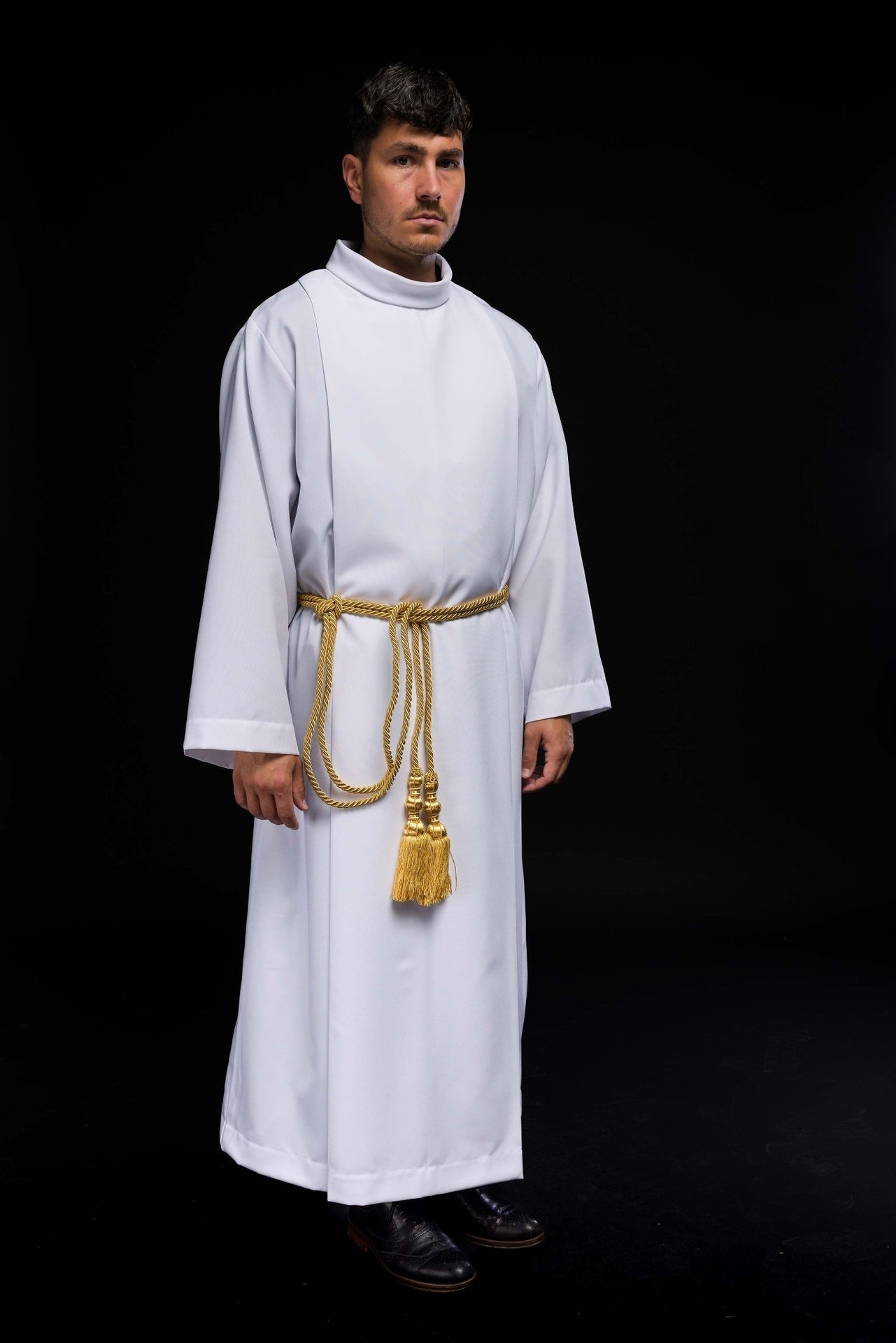 Cingulum Liturgiczne Złote Plecione z Ozdobnymi Chwostami - SZATYLITURGICZNE.PL