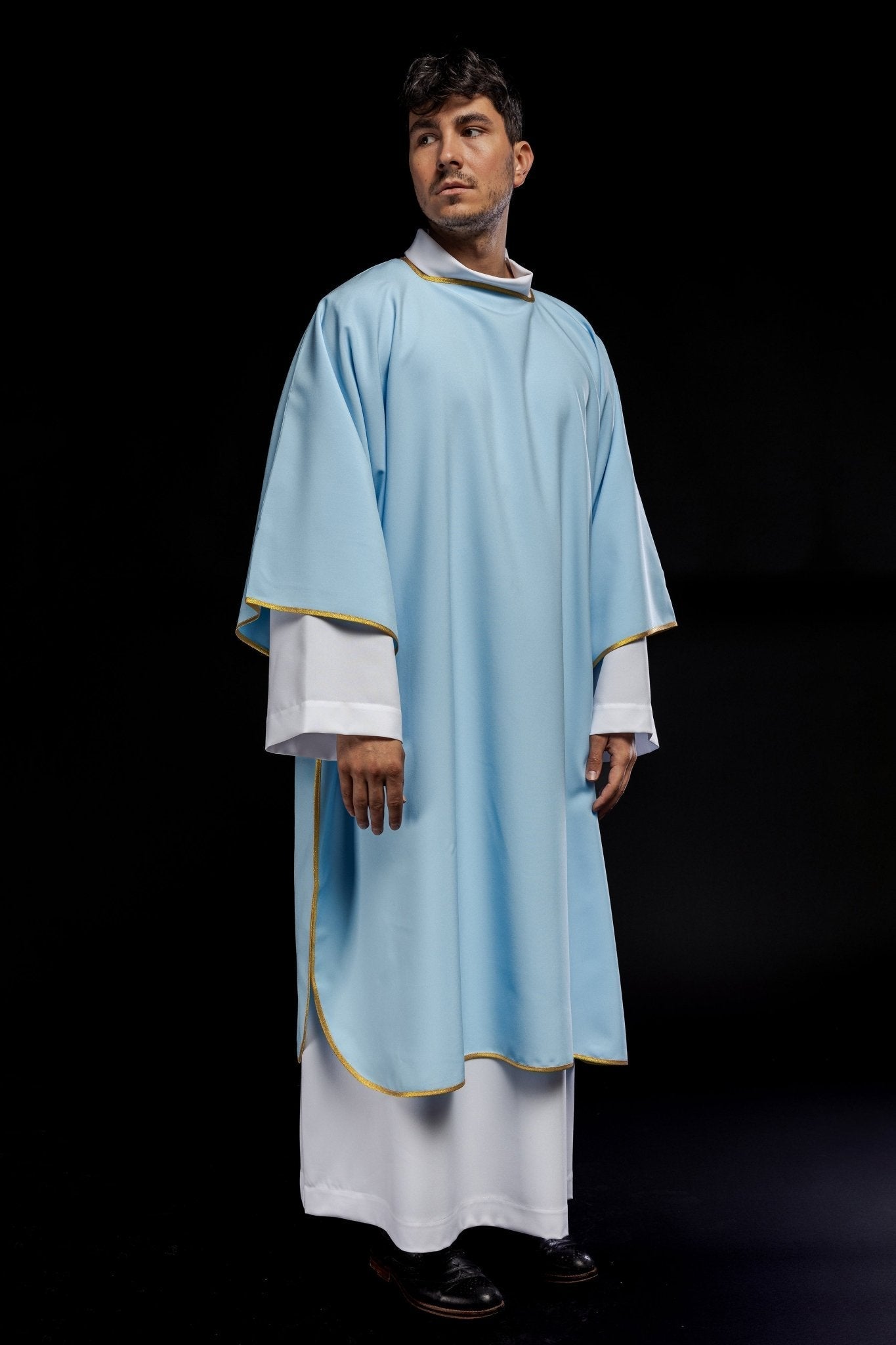 Dalmatyka Liturgiczna Niebieska ze Złotą Lamówką - Polska Produkcja - SZATYLITURGICZNE.PL