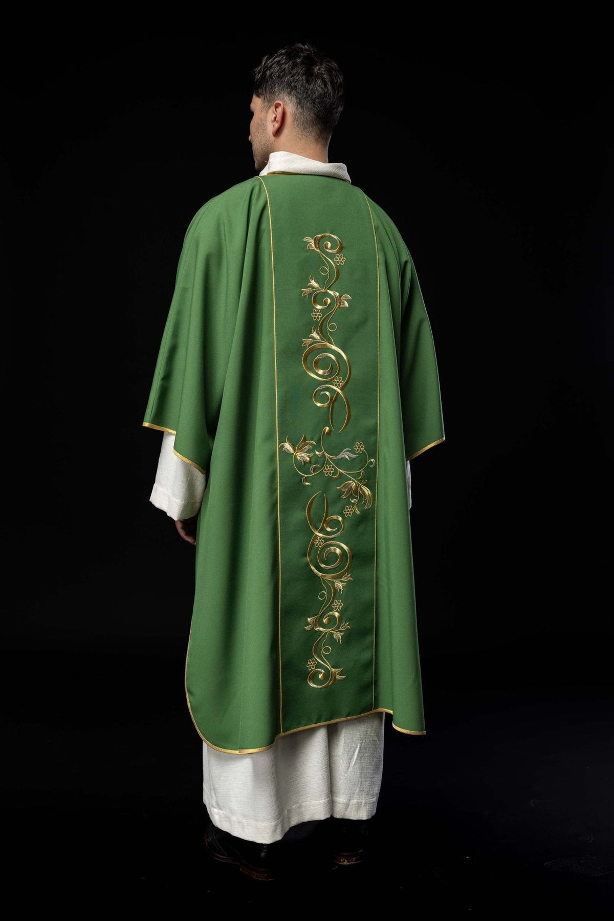 Dalmatyka Liturgiczna Zielona z Haftem IHS - Komplet ze Stułą - SZATYLITURGICZNE.PL