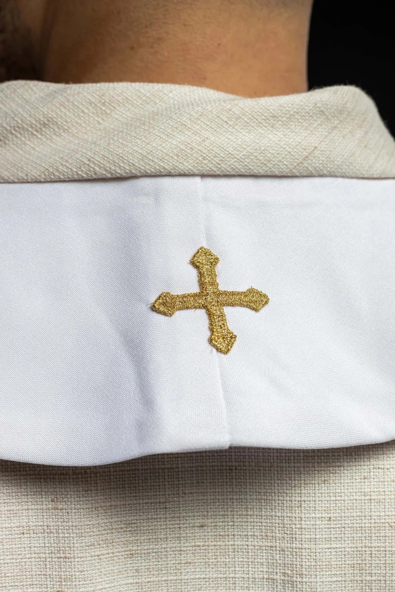 Długa Stuła Ślubna Haftowana z Napisem - Biała Liturgiczna - SZATYLITURGICZNE.PL