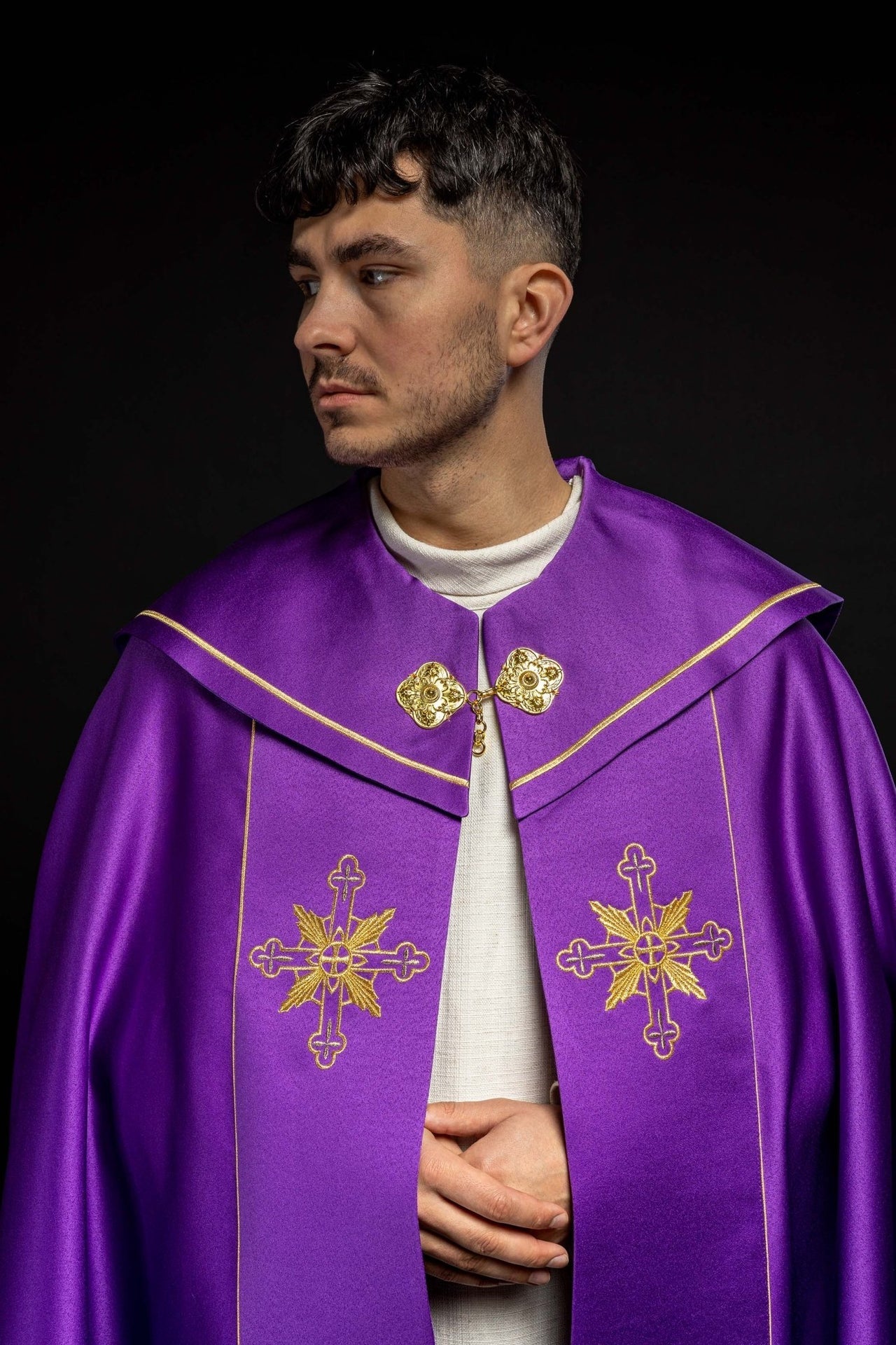 Kapa eucharystyczna monogram IHS Fioletowa - SZATYLITURGICZNE.PL