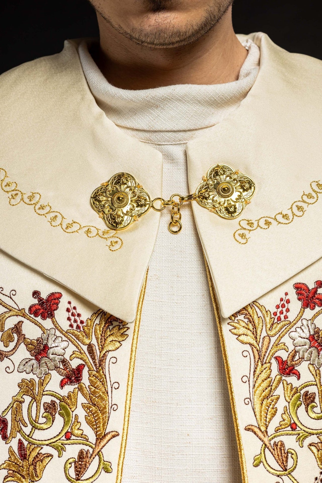 Kapa eucharystyczna monogramem PAX ecru - SZATYLITURGICZNE.PL