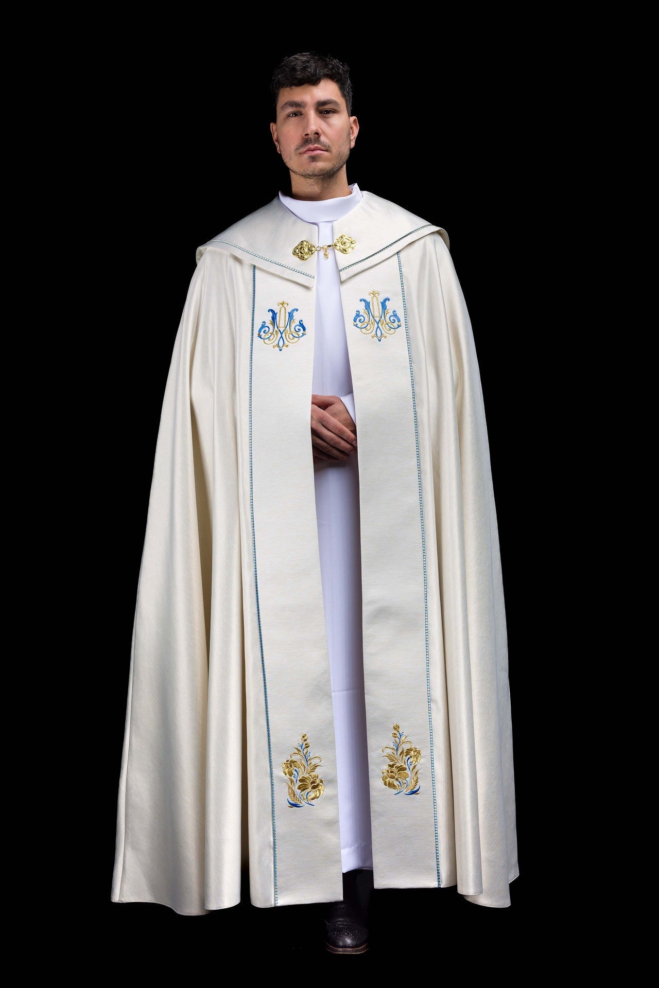 Kapa haftowana Maryjna Ecru - SZATYLITURGICZNE.PL