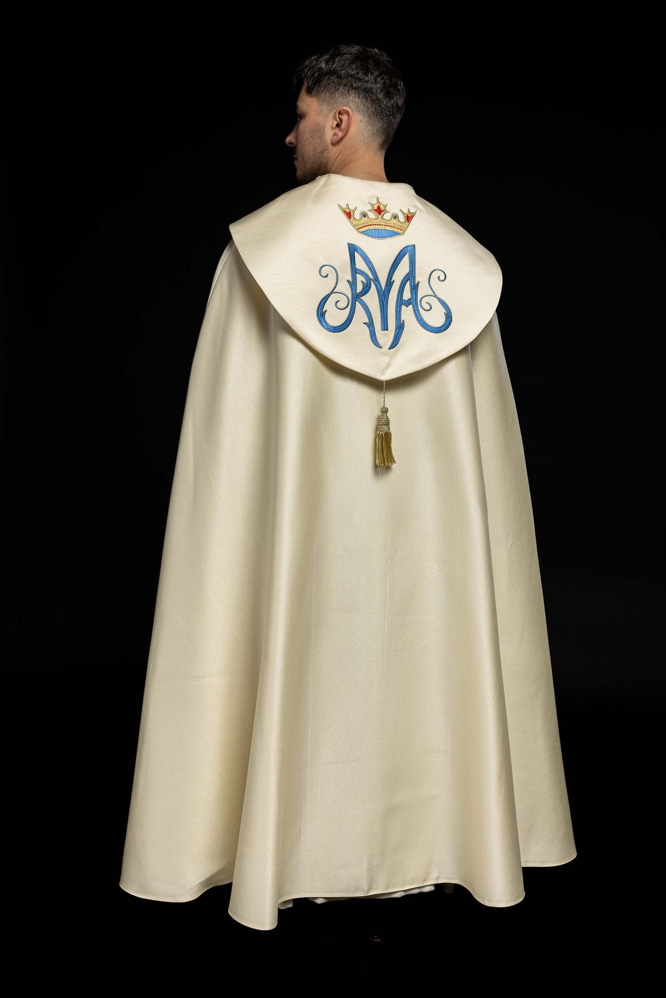 Kapa haftowana Maryjna z aksamitem ecru - SZATYLITURGICZNE.PL