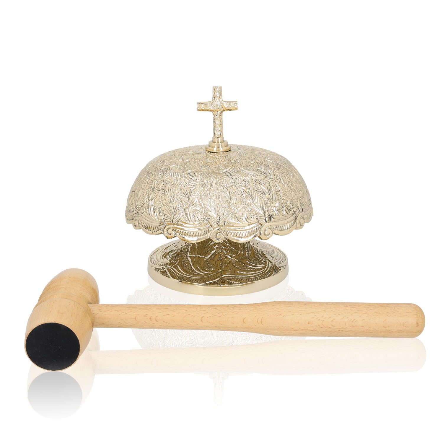 Mosiężny Gong Ścienny - Średnica 19 cm, Zestaw z Młotkiem - SZATYLITURGICZNE.PL