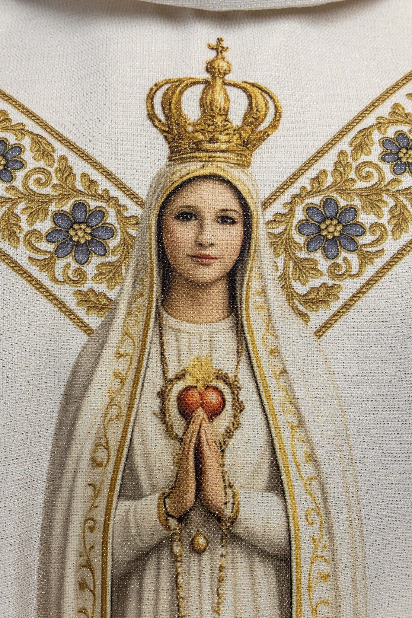 Ornat drukowany z wizerunkiem Matki Bożej Fatimskiej - SZATYLITURGICZNE.PL