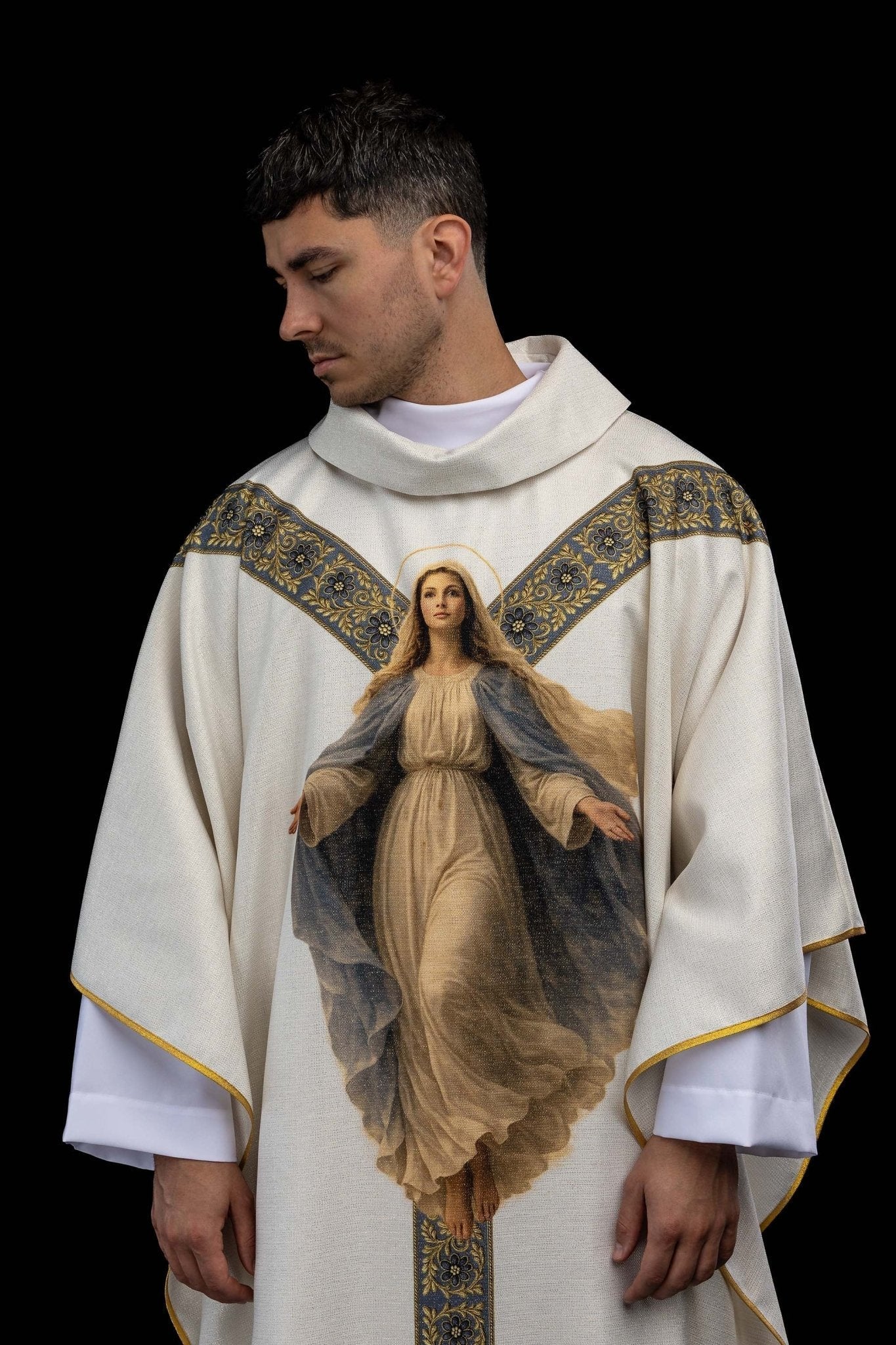 Ornat drukowany z wizerunkiem Matki Bożej Wniebowziętej - SZATYLITURGICZNE.PL