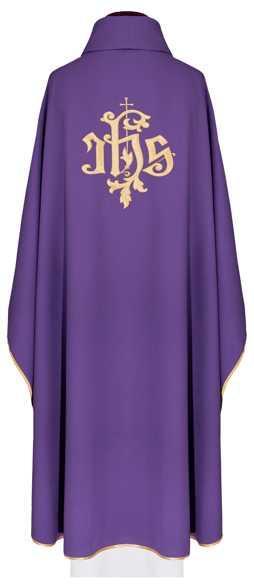 Ornat Fioletowy IHS Złoty Haft Liturgiczny - Elegancki PE - SZATYLITURGICZNE.PL