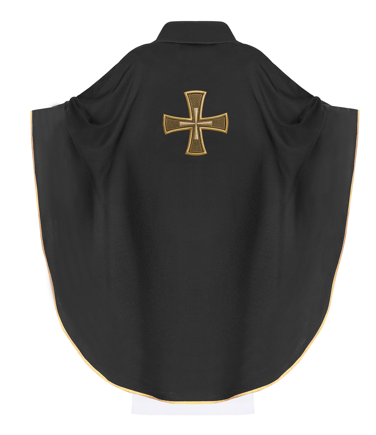 Ornat Liturgiczny Czarny IHS Haftowany Złotą Nicią - SZATYLITURGICZNE.PL