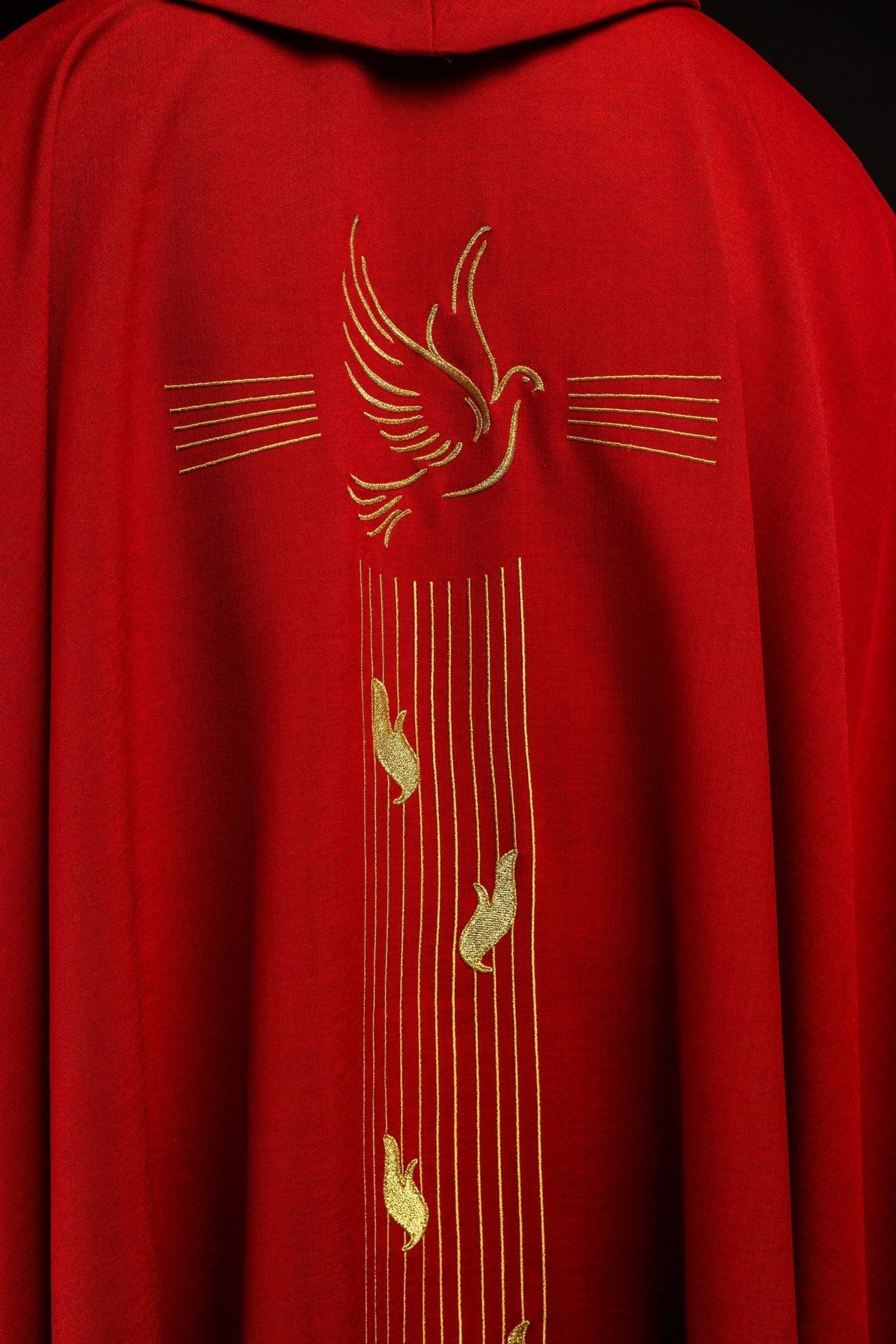 Ornat Liturgiczny Czerwony Duch Święty - Złota Lamówka, Stuła - SZATYLITURGICZNE.PL