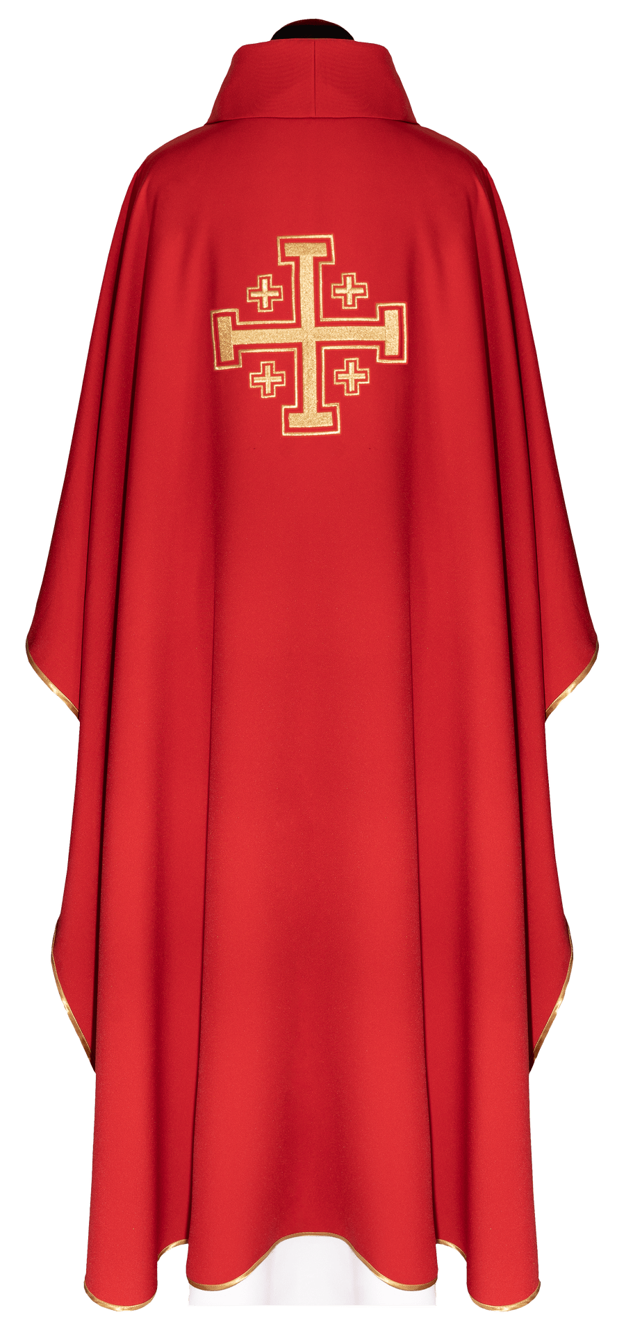 Ornat Liturgiczny Czerwony Haftowany Krzyżem Złotą Nicią - SZATYLITURGICZNE.PL