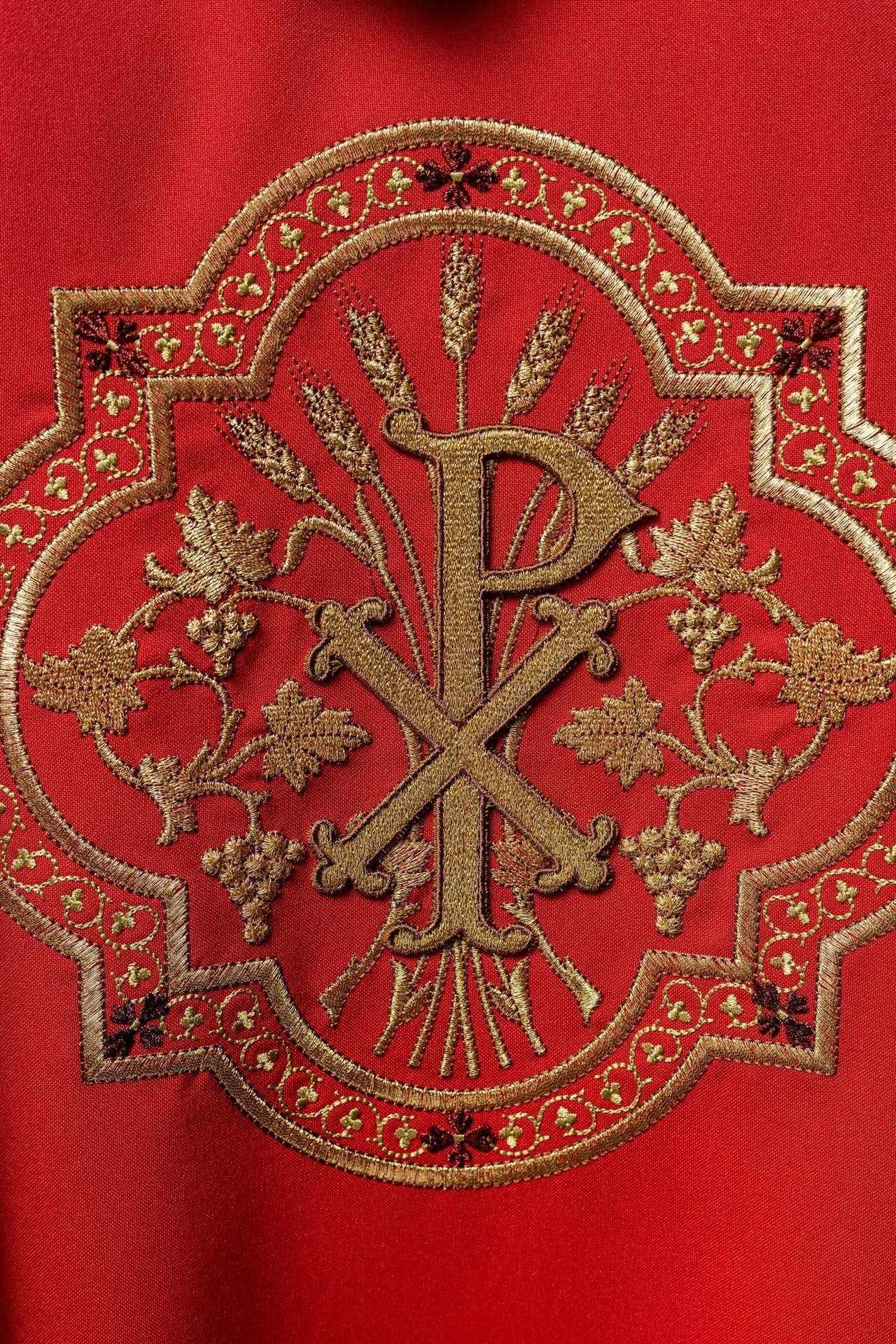 Ornat Liturgiczny Czerwony IHS PAX - Haft Komputerowy, Stuła - SZATYLITURGICZNE.PL