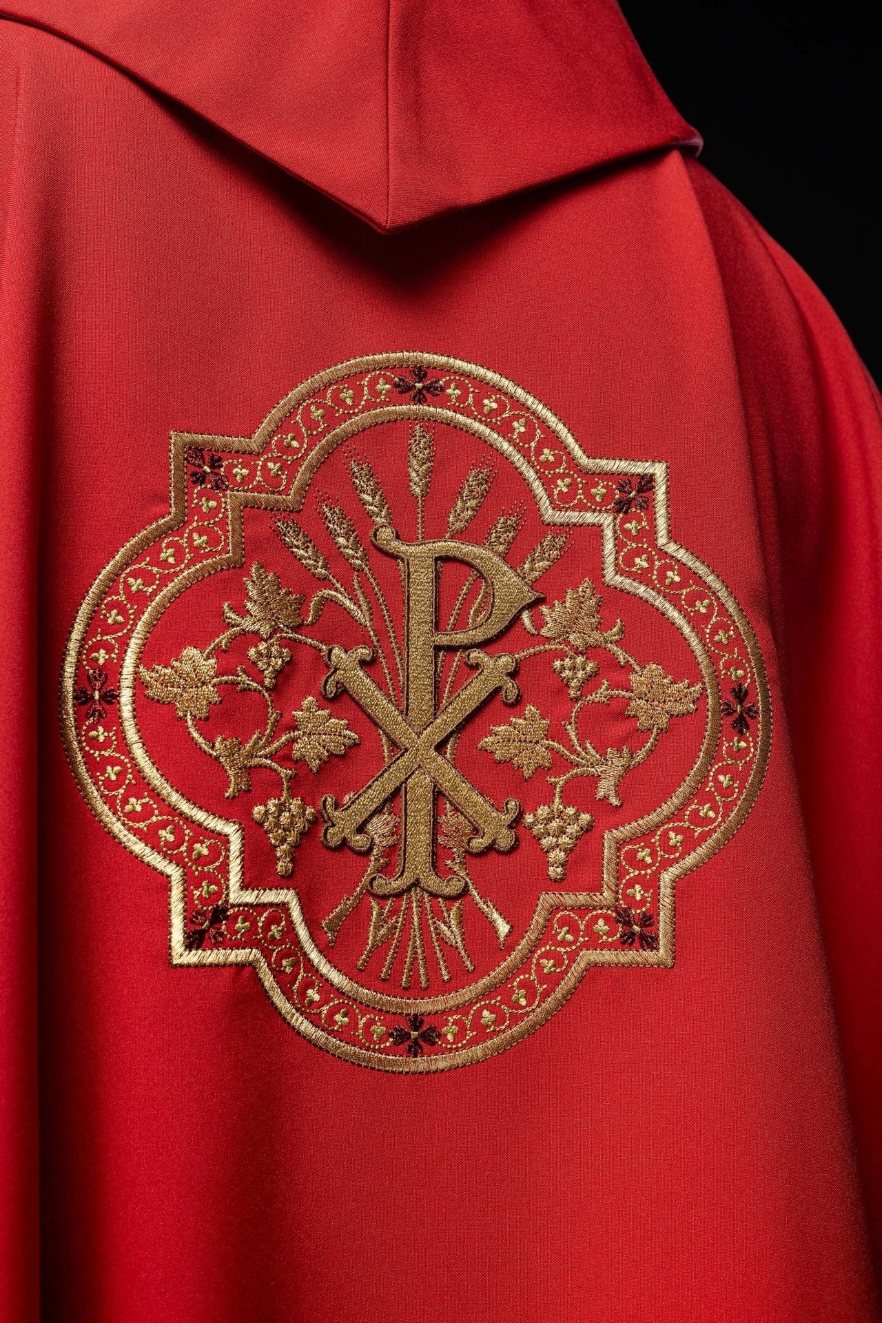 Ornat Liturgiczny Czerwony IHS PAX - Haft Komputerowy, Stuła - SZATYLITURGICZNE.PL