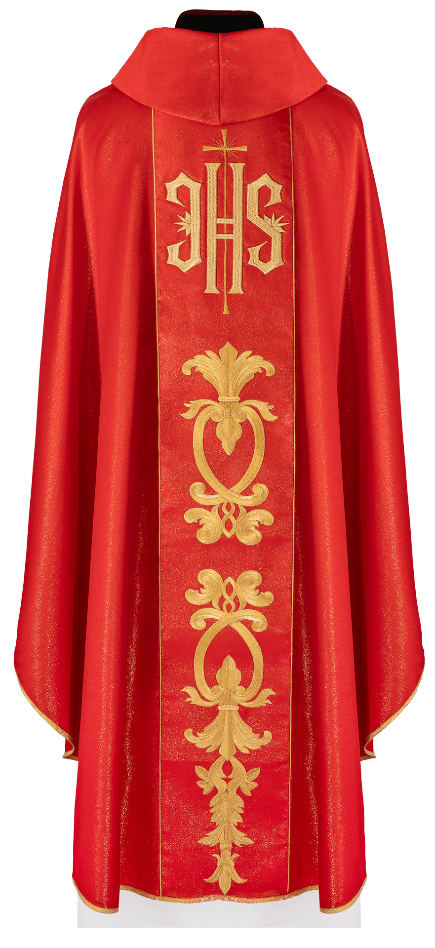 Ornat Liturgiczny Czerwony IHS Złoty Haft - Polska Produkcja - SZATYLITURGICZNE.PL