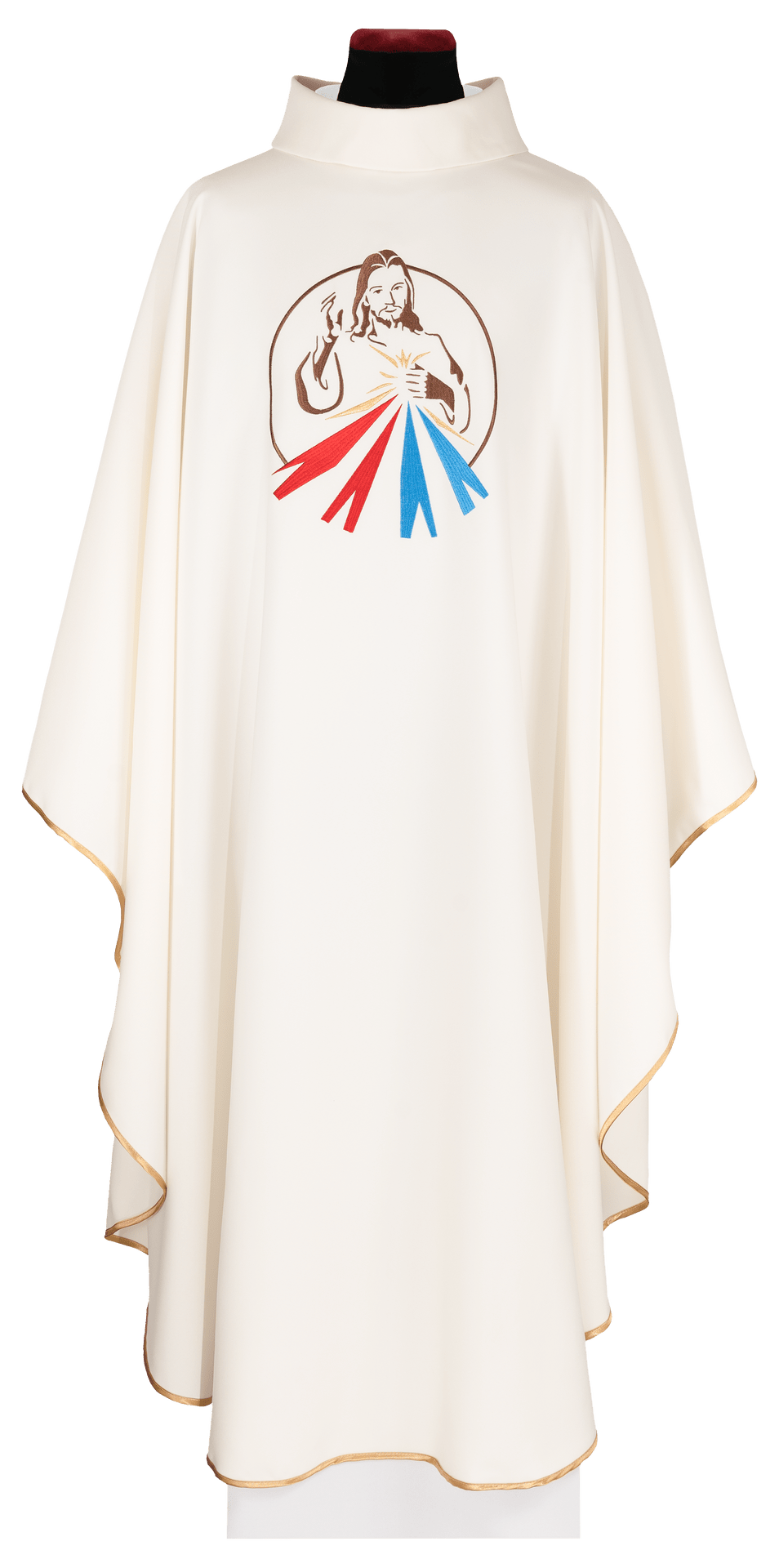 Ornat Liturgiczny Ecru Jezus Miłosierny Haftowany - Polska Produkcja - SZATYLITURGICZNE.PL