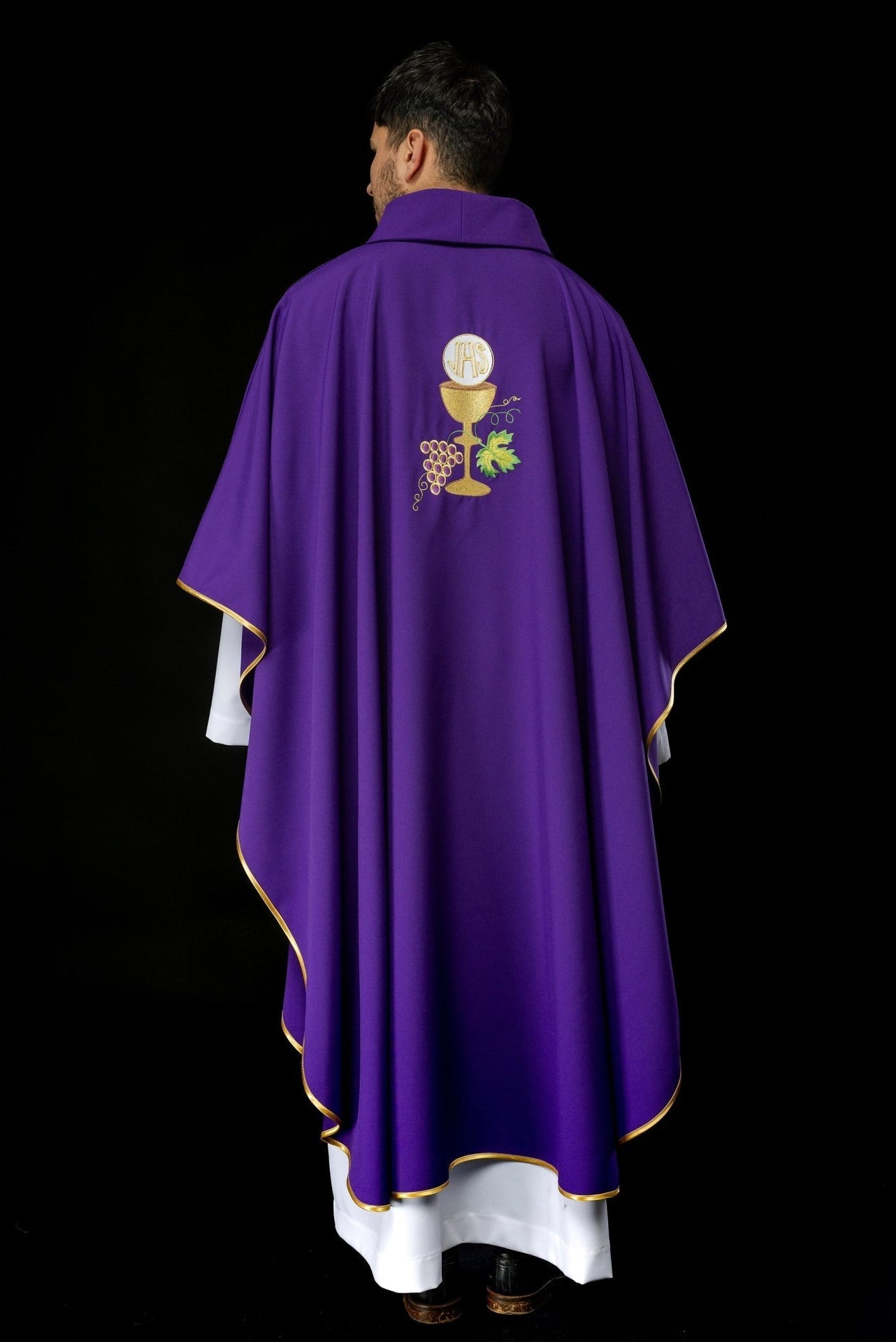 Ornat Liturgiczny Fioletowy Kielich i Winogrono - Haft Komputerowy - SZATYLITURGICZNE.PL
