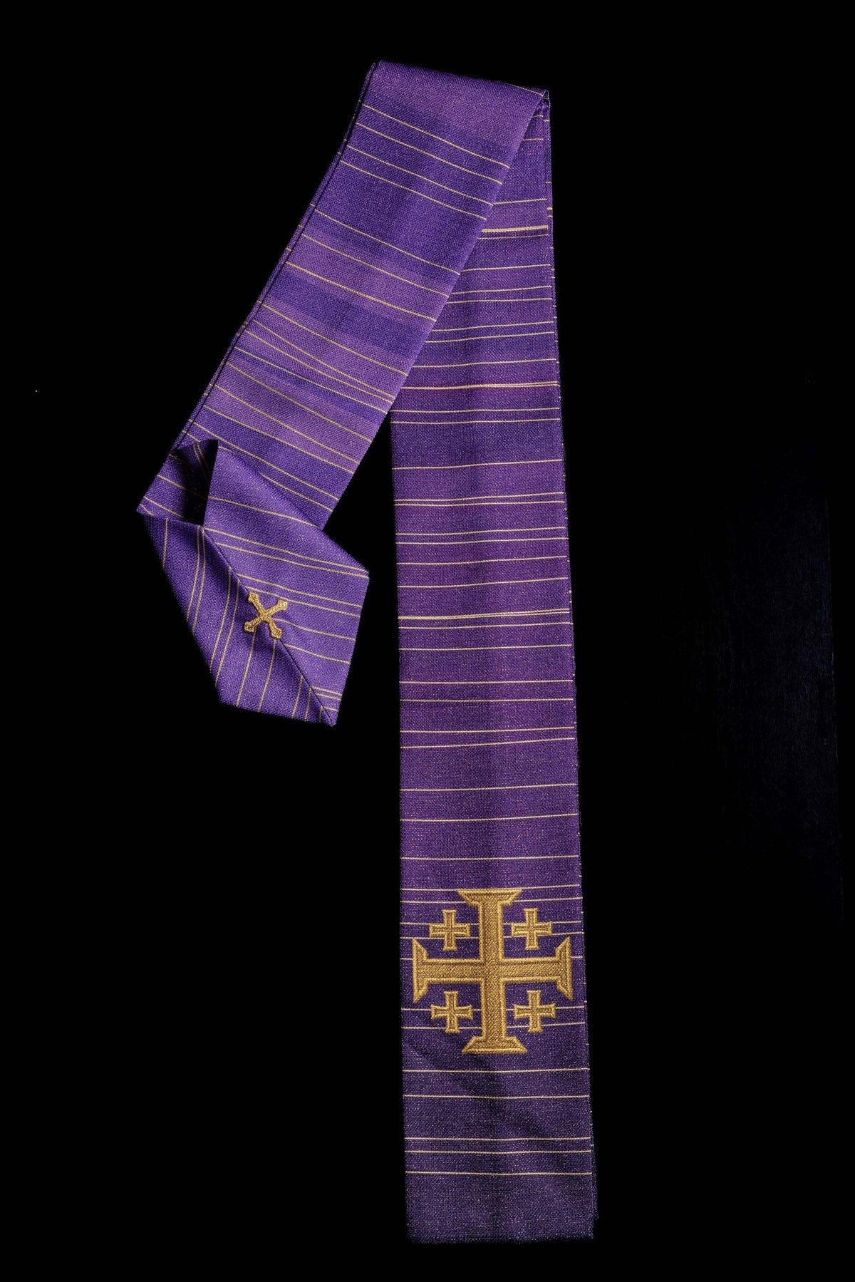 Ornat Liturgiczny Fioletowy Krzyż Jerozolimski Drukowany - SZATYLITURGICZNE.PL