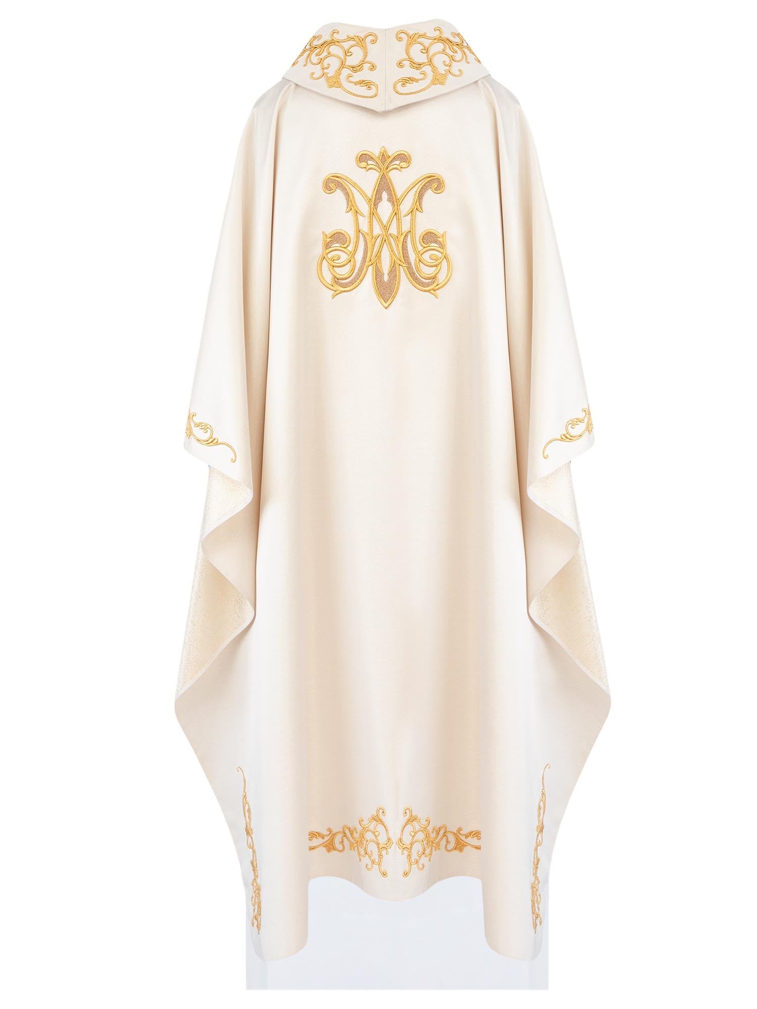 Ornat Liturgiczny Maryjny z Haftowanym Herbem - Elanowełna 135cm - SZATYLITURGICZNE.PL