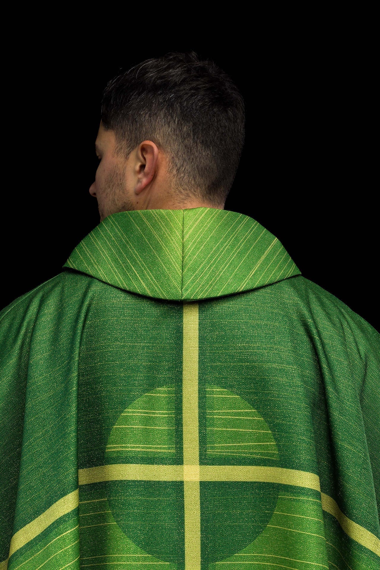 Ornat Liturgiczny Zielony Drukowany Krzyż - Okres Zwykły - SZATYLITURGICZNE.PL
