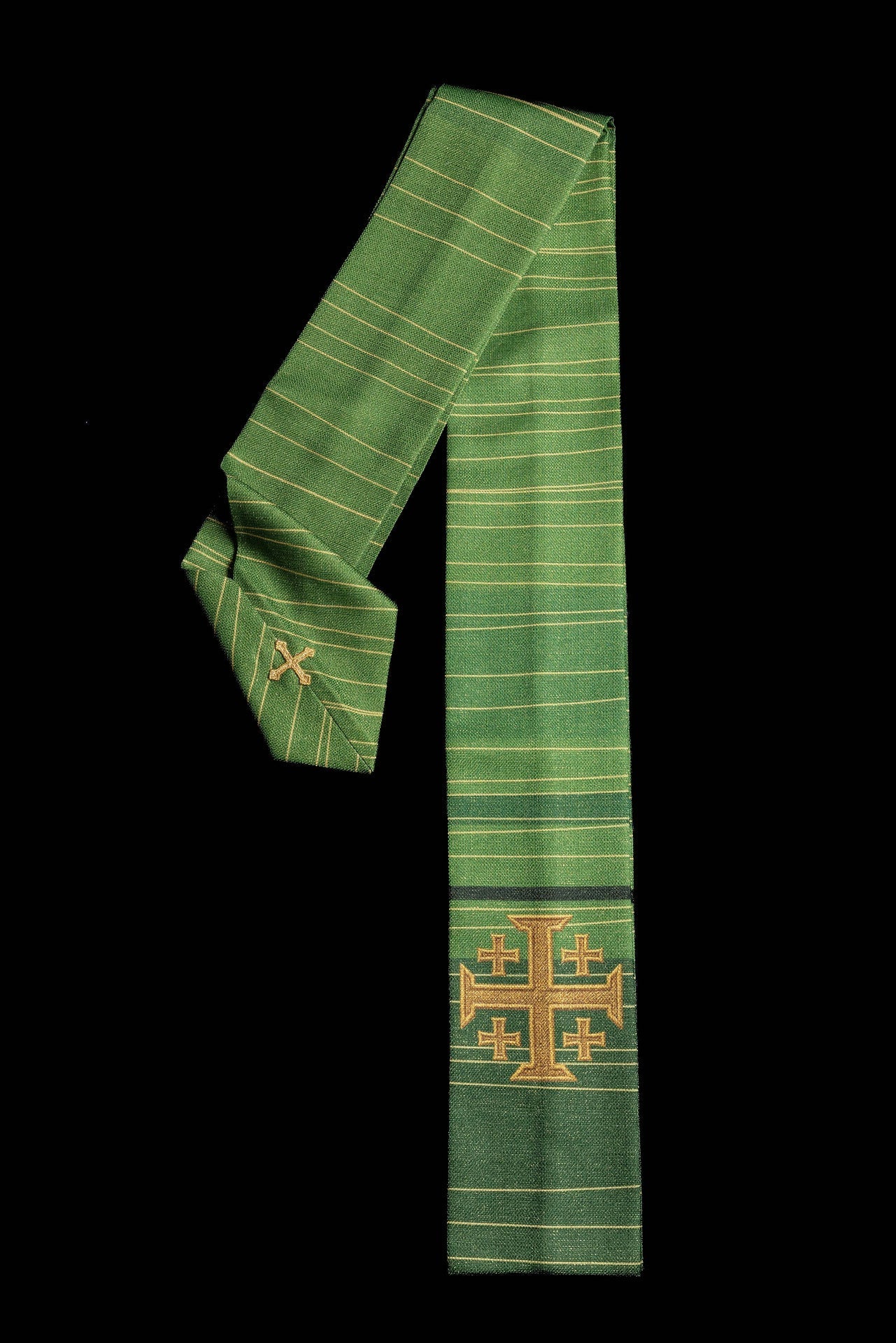 Ornat Liturgiczny Zielony Krzyż Jerozolimski Drukowany - Elegancki Wzór - SZATYLITURGICZNE.PL