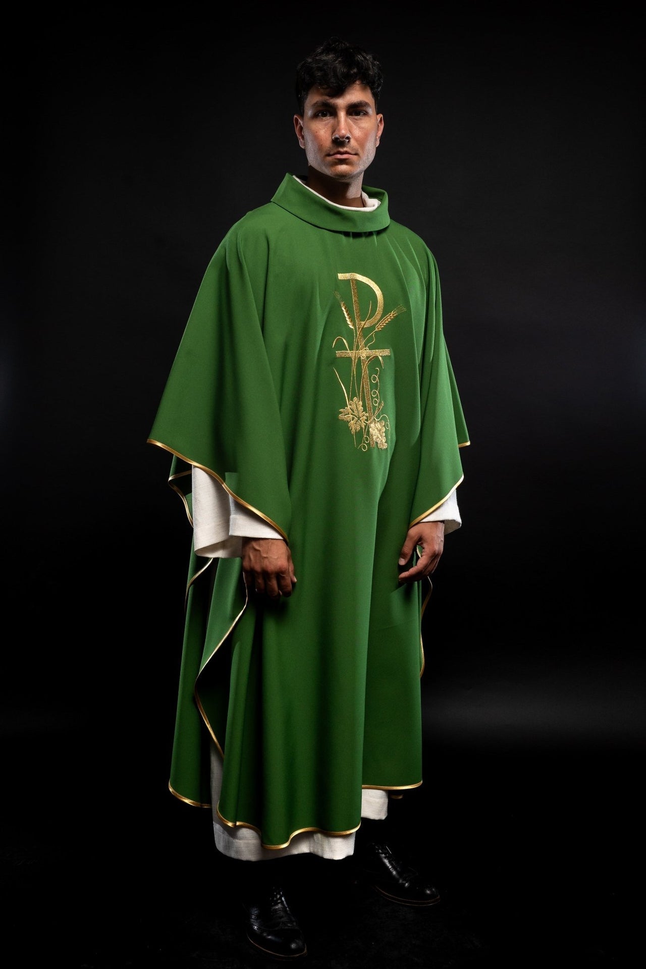 Ornat Liturgiczny Zielony Złoty Krzyż PAX - Polski Producent - SZATYLITURGICZNE.PL