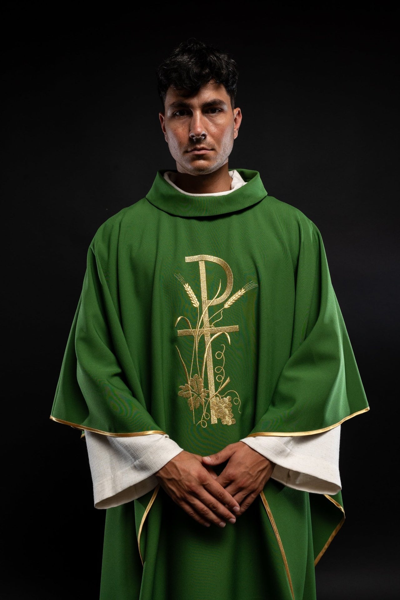 Ornat Liturgiczny Zielony Złoty Krzyż PAX - Polski Producent - SZATYLITURGICZNE.PL