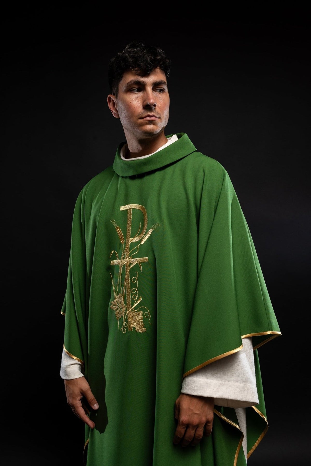 Ornat Liturgiczny Zielony Złoty Krzyż PAX - Polski Producent - SZATYLITURGICZNE.PL