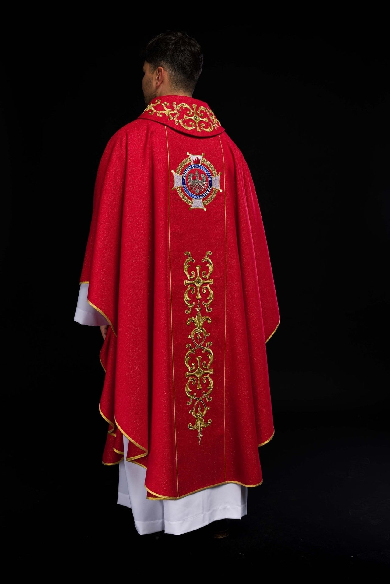 Ornat Liturgiczny Złoty Haftowany Św. Florian - Polski Producent - SZATYLITURGICZNE.PL