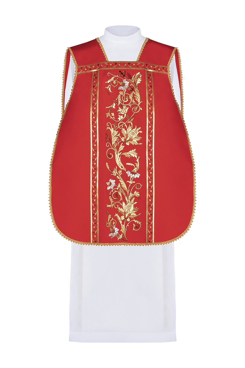 Ornat Rzymski Czerwony z Haftem IHS - Szaty Liturgiczne - SZATYLITURGICZNE.PL