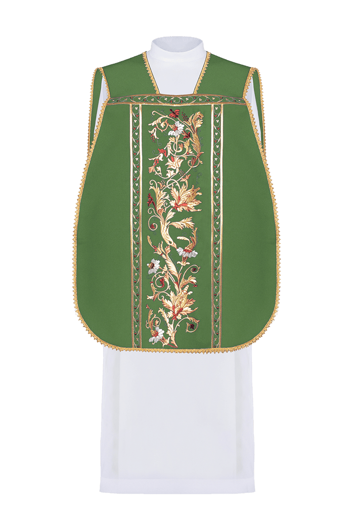 Ornat Rzymski Zielony Haft IHS - Szaty Liturgiczne Haftina - SZATYLITURGICZNE.PL
