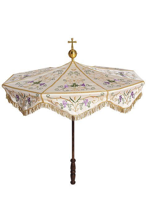 Parasol Procesyjny Haftowany Złotą Nicią - Lekki i Składany - SZATYLITURGICZNE.PL