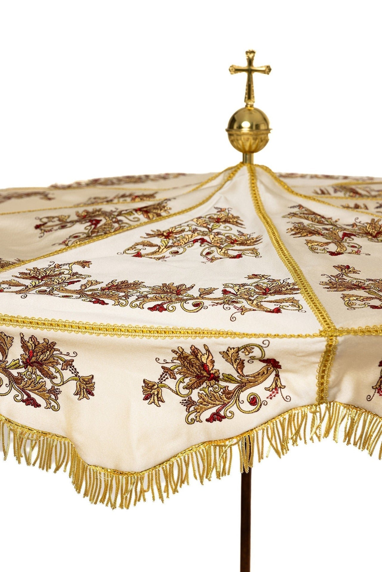 Parasol Procesyjny Lekki Składany - Bordowy lub Ecru - SZATYLITURGICZNE.PL