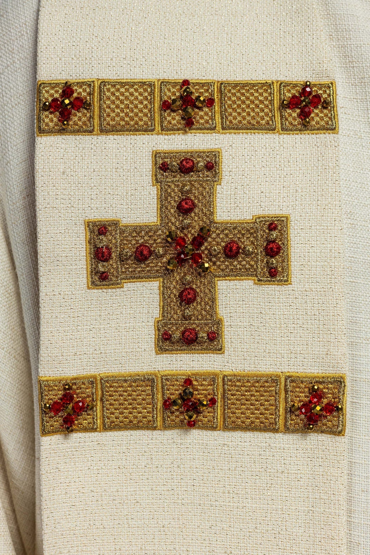 Ręcznie Robiona Stuła Liturgiczna z Kamieniami i Haftem - Handmade 2011 - SZATYLITURGICZNE.PL