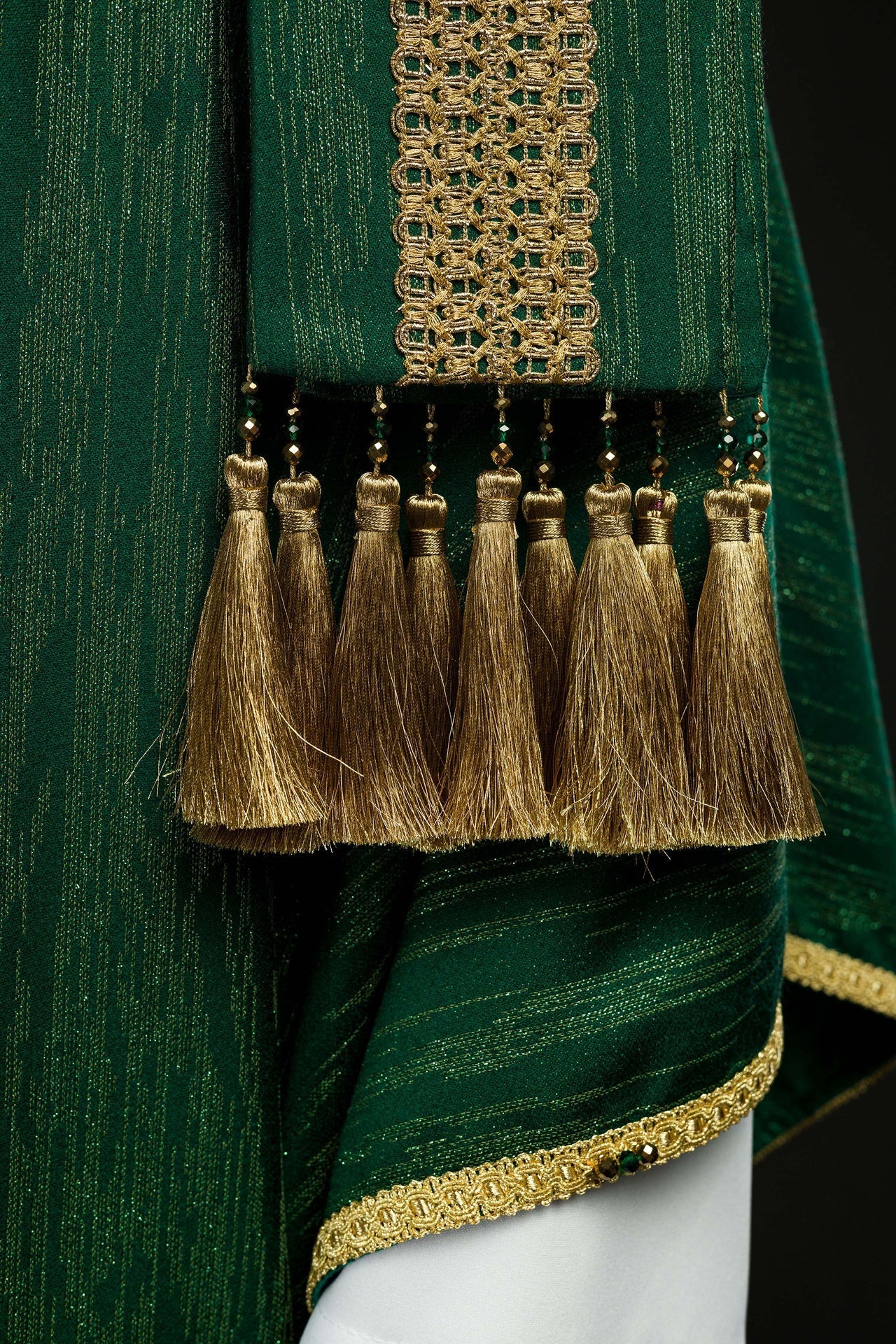 Ręcznie Robiony Ornat z Kamieniami Naturalnymi - Zielony Handmade 7015 - SZATYLITURGICZNE.PL