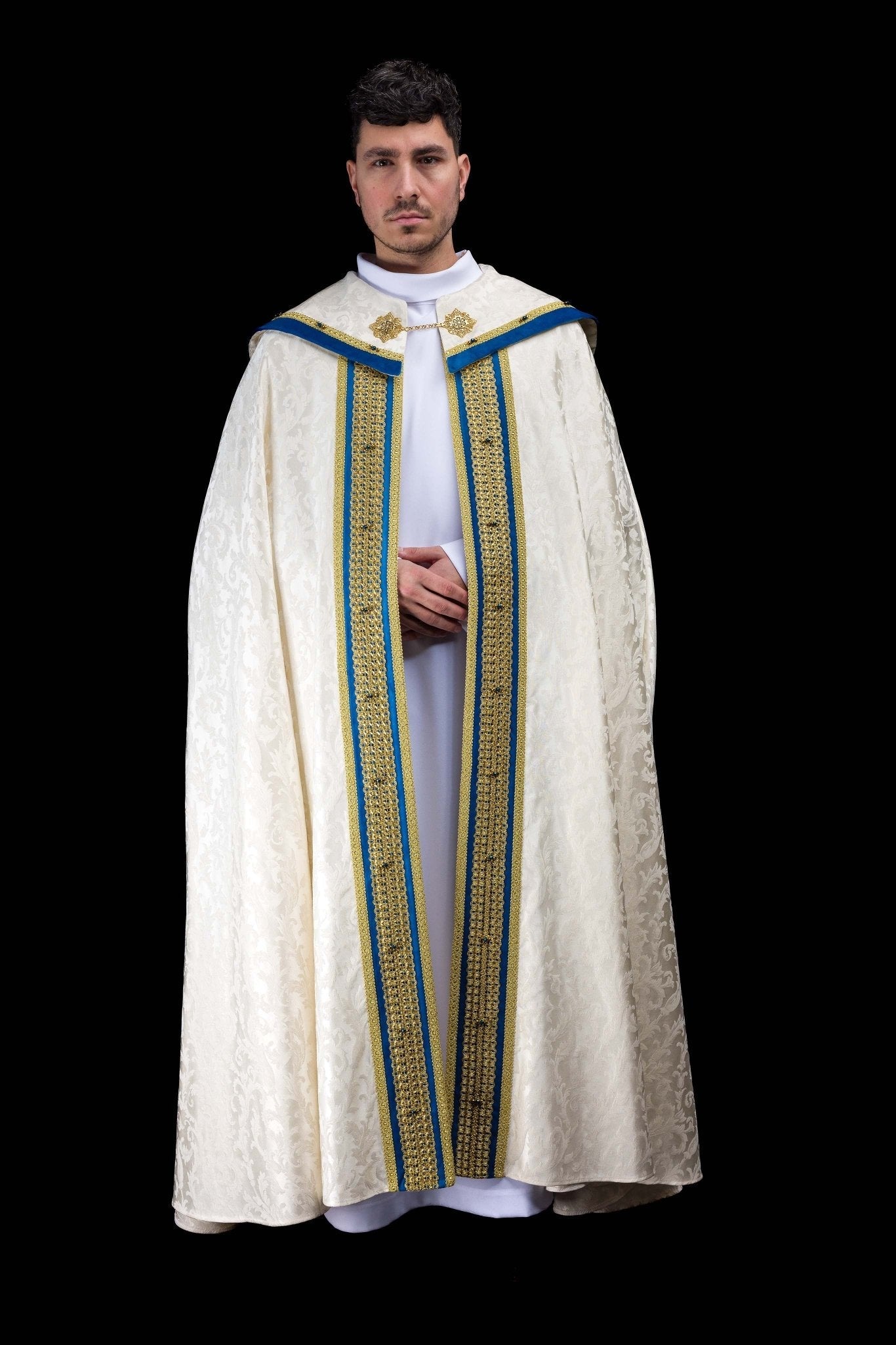 Ręcznie wykonana kapa maryjna z naturalnymi kamieniami Handmade 3006 - SZATYLITURGICZNE.PL