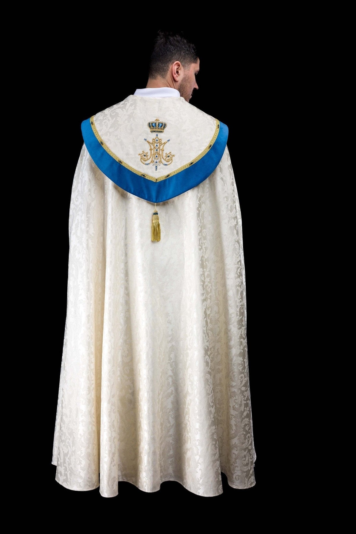 Ręcznie wykonana kapa maryjna z naturalnymi kamieniami Handmade 3006 - SZATYLITURGICZNE.PL