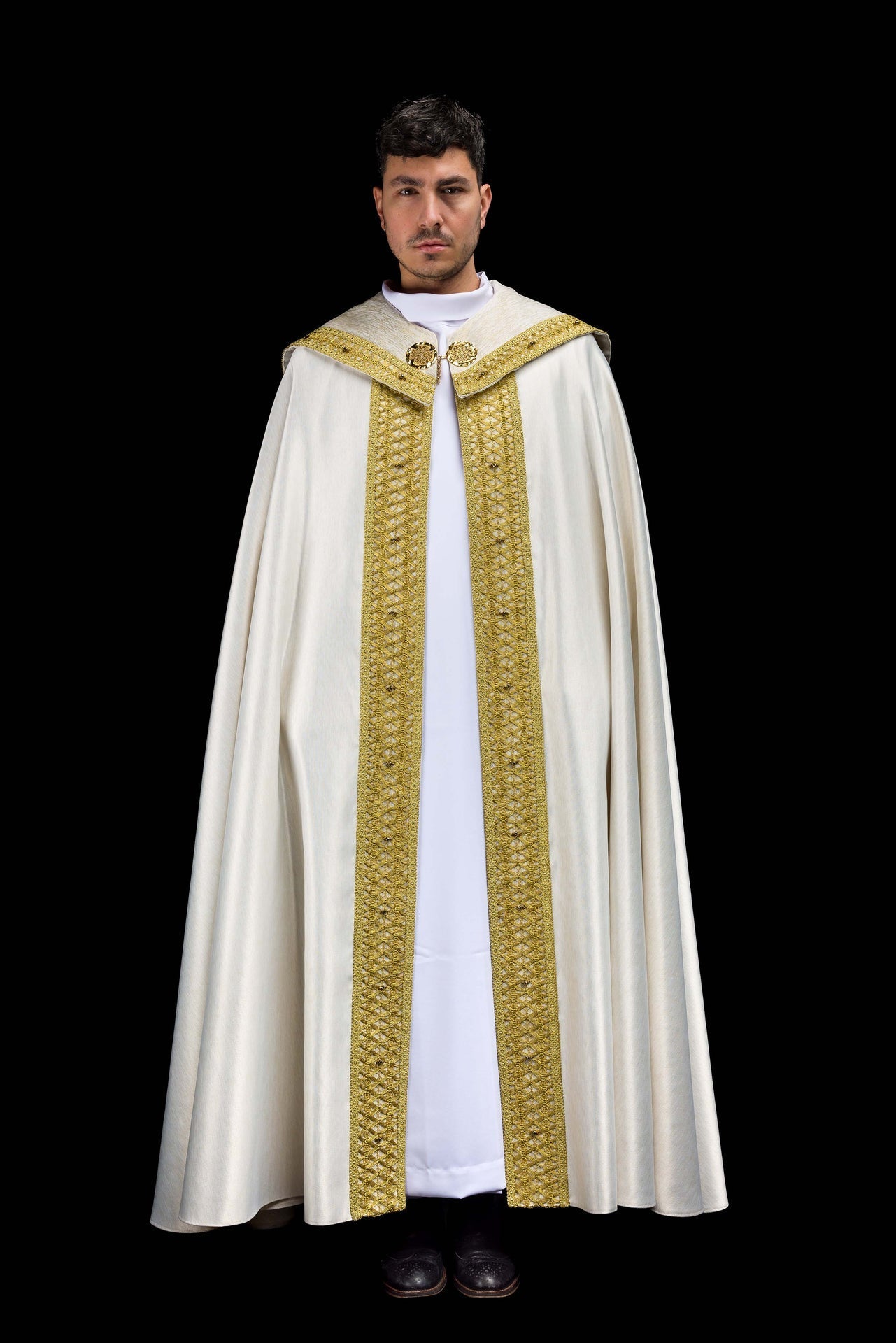 Ręcznie wykonana kapa z naturalnymi kamieniami Handmade 3018 - SZATYLITURGICZNE.PL