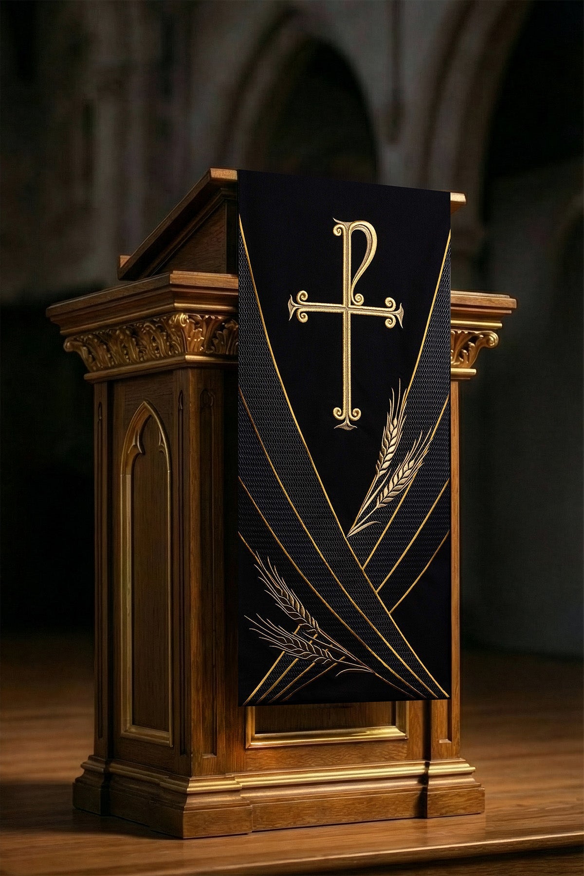 Serweta na lektorium z haftem PAX czarna - SZATYLITURGICZNE.PL
