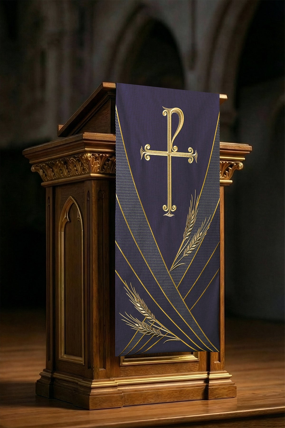Serweta na lektorium z haftem PAX fioletowa - SZATYLITURGICZNE.PL