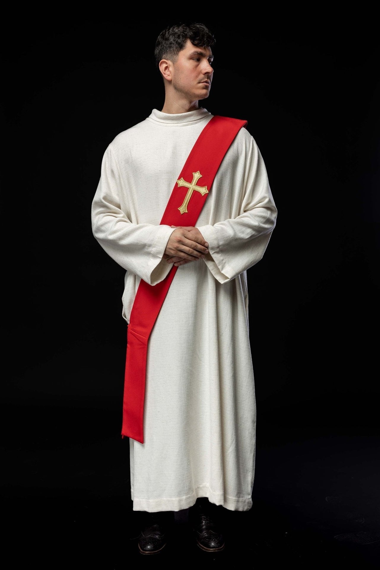 Stuła Diakońska Haftowana Krzyżem - Szaty Liturgiczne - SZATYLITURGICZNE.PL