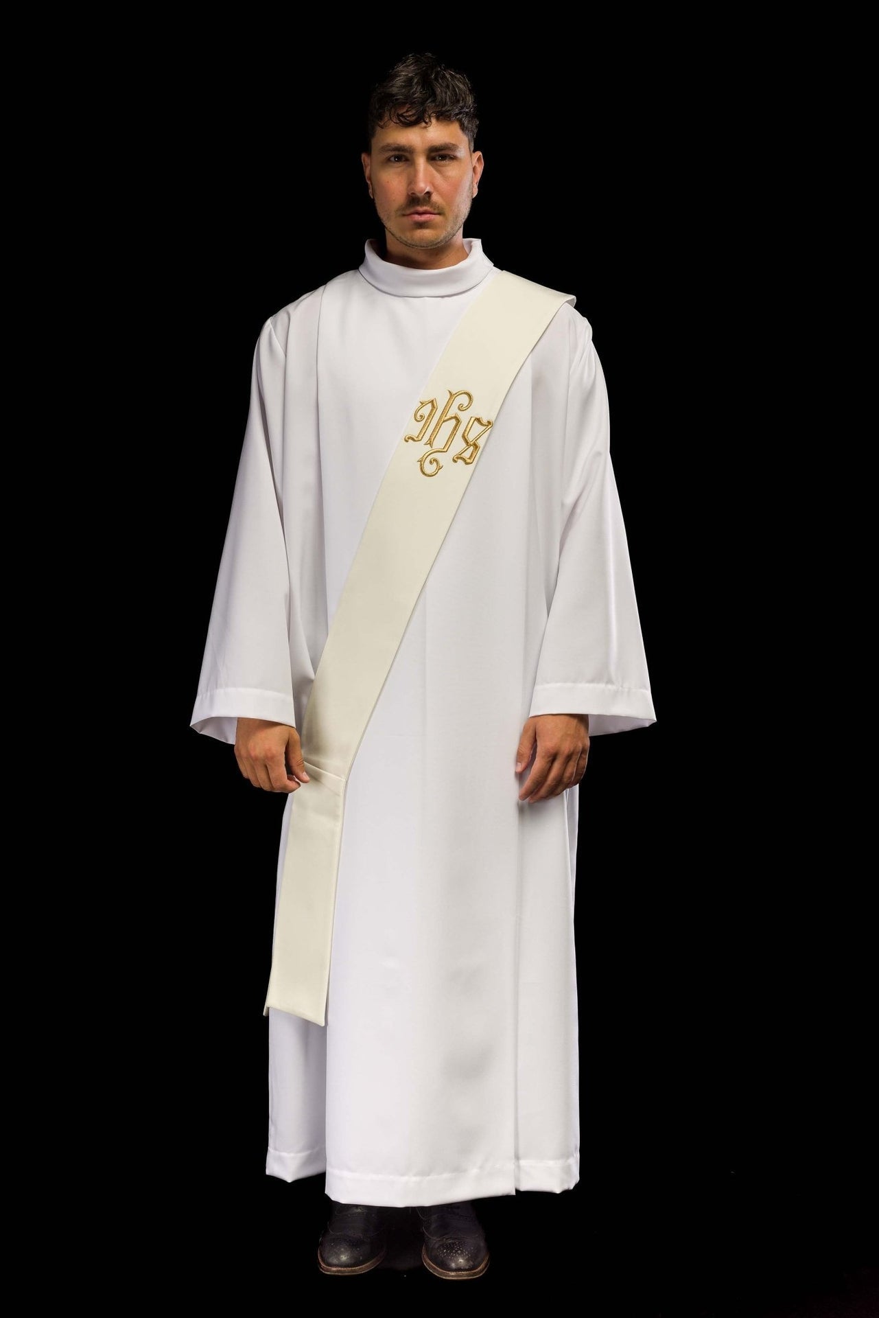 Stuła Diakońska IHS Haftowana - Elegancka Szata Liturgiczna - SZATYLITURGICZNE.PL