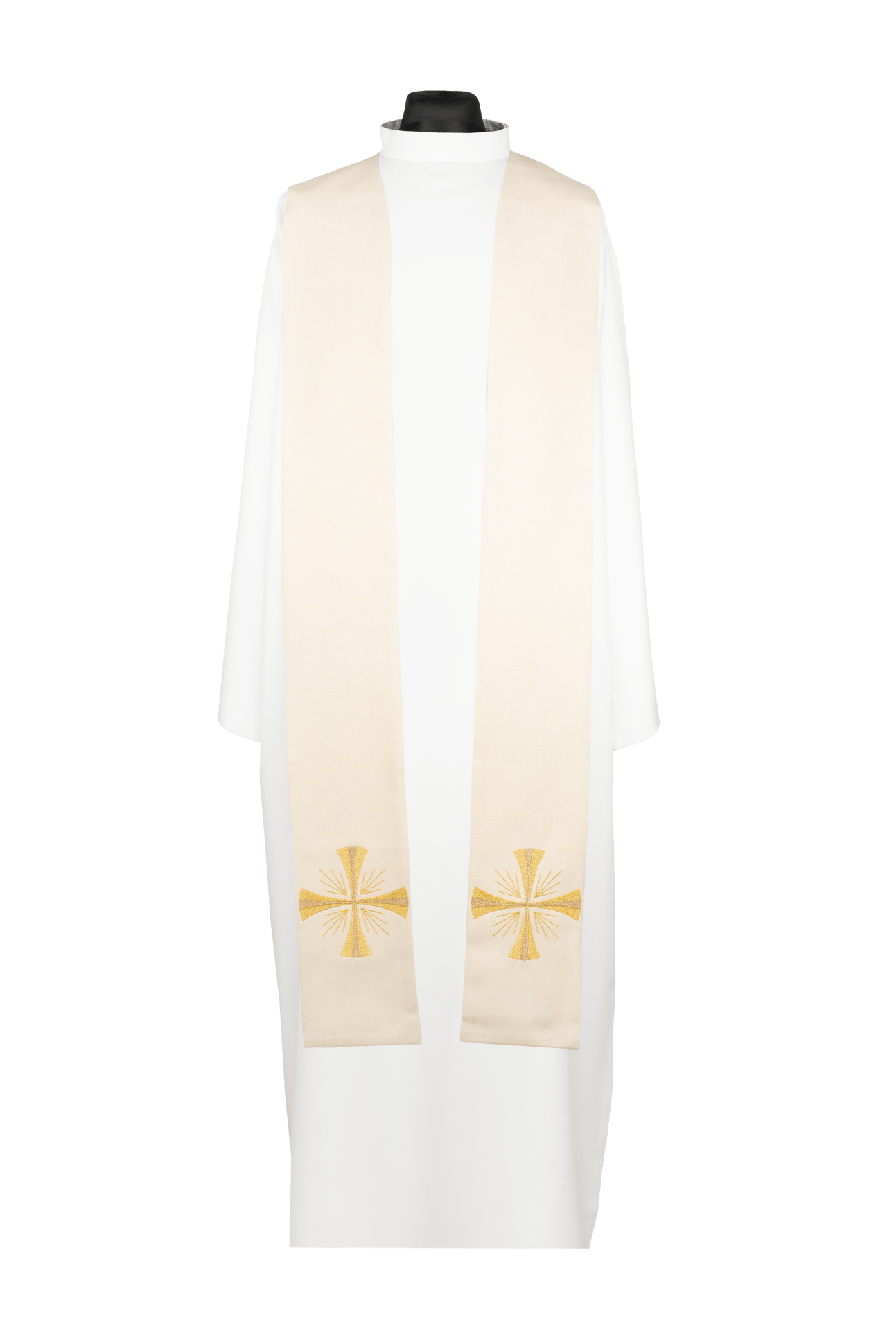 Stuła kapłańska haftowana Krzyż ecru - SZATYLITURGICZNE.PL